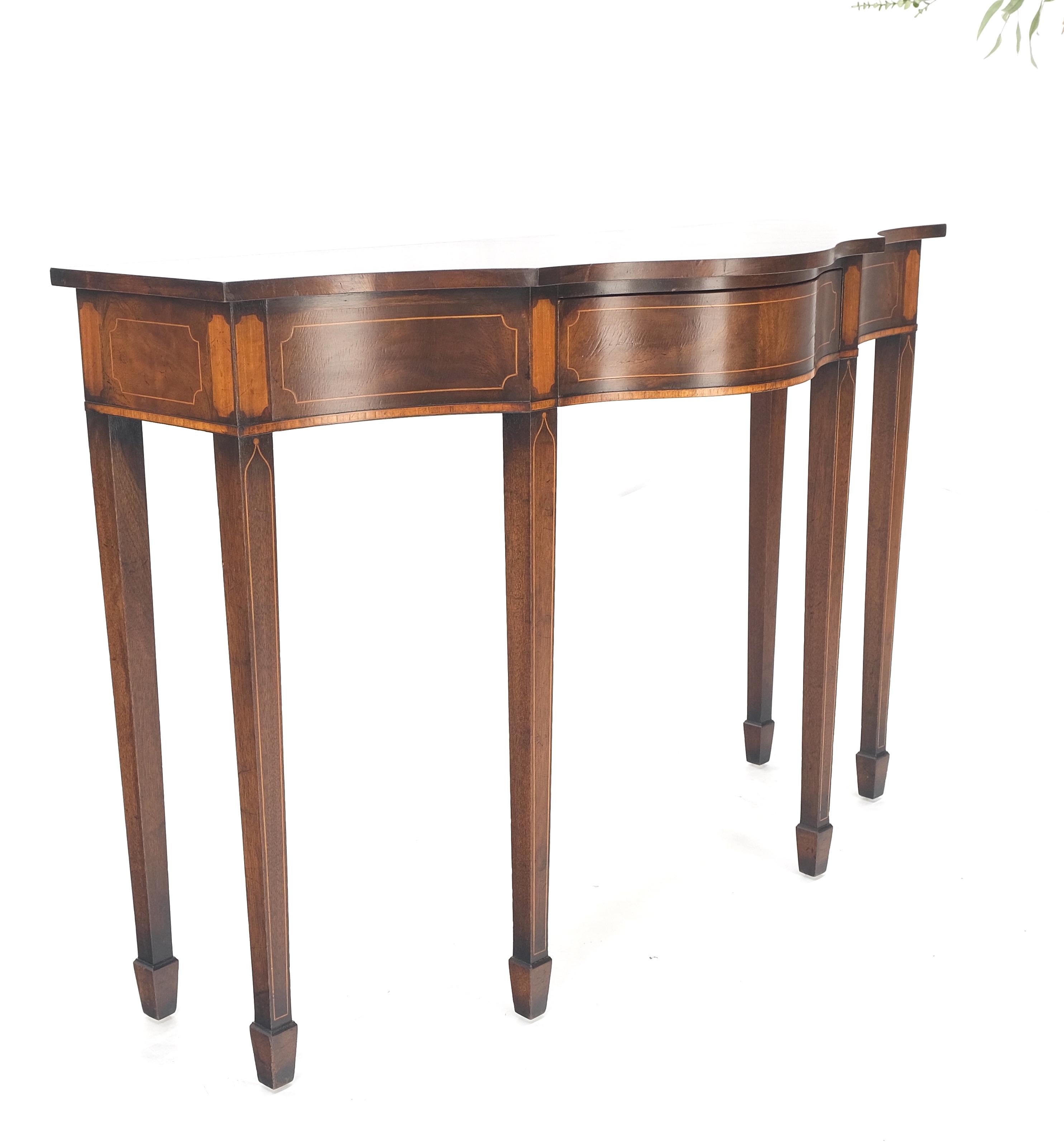 20th Century Federal Flame Mahogany Banded Serpentine Front 6 Legged Console Table MINT! For Sale