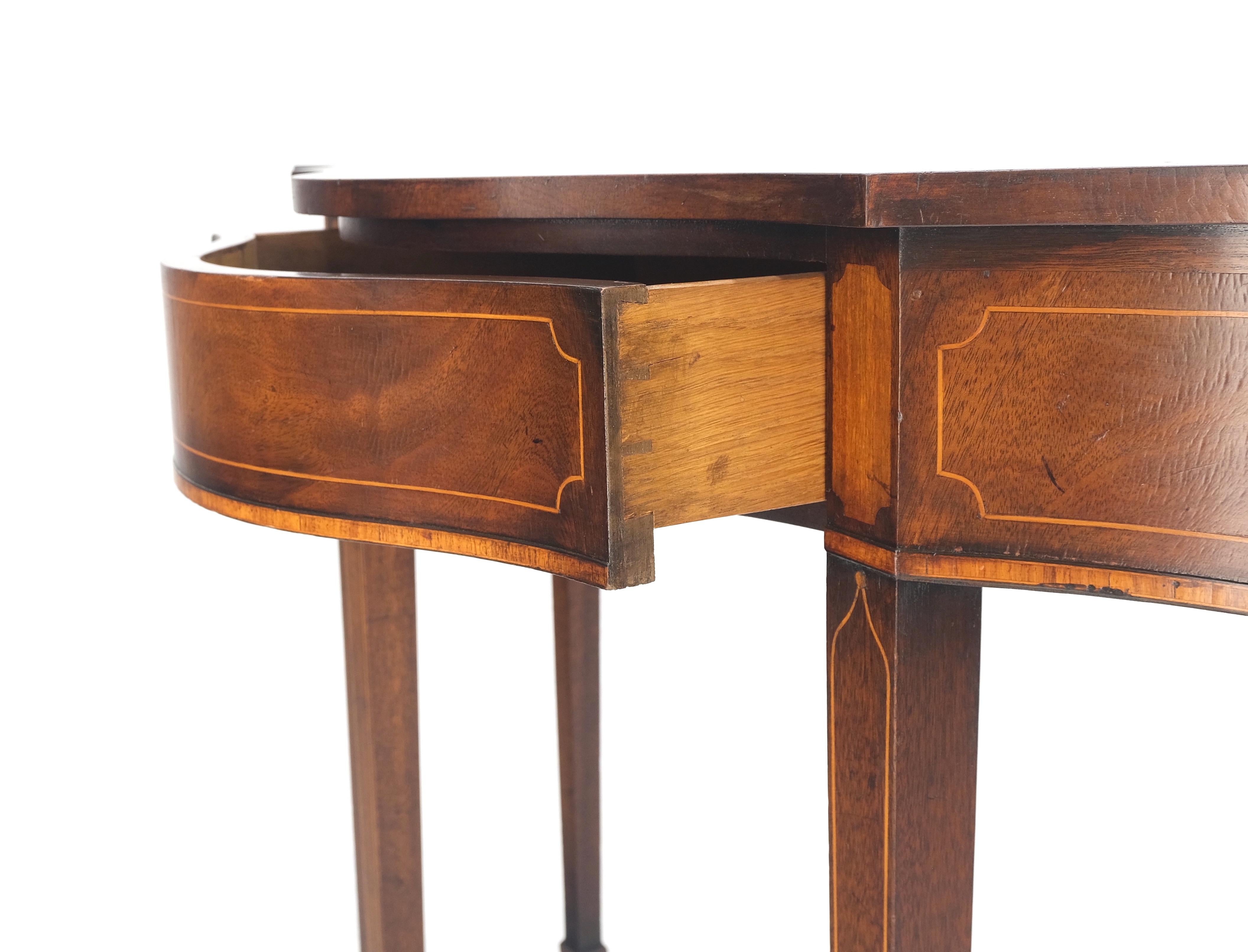 Walnut Federal Flame Mahogany Banded Serpentine Front 6 Legged Console Table MINT! For Sale