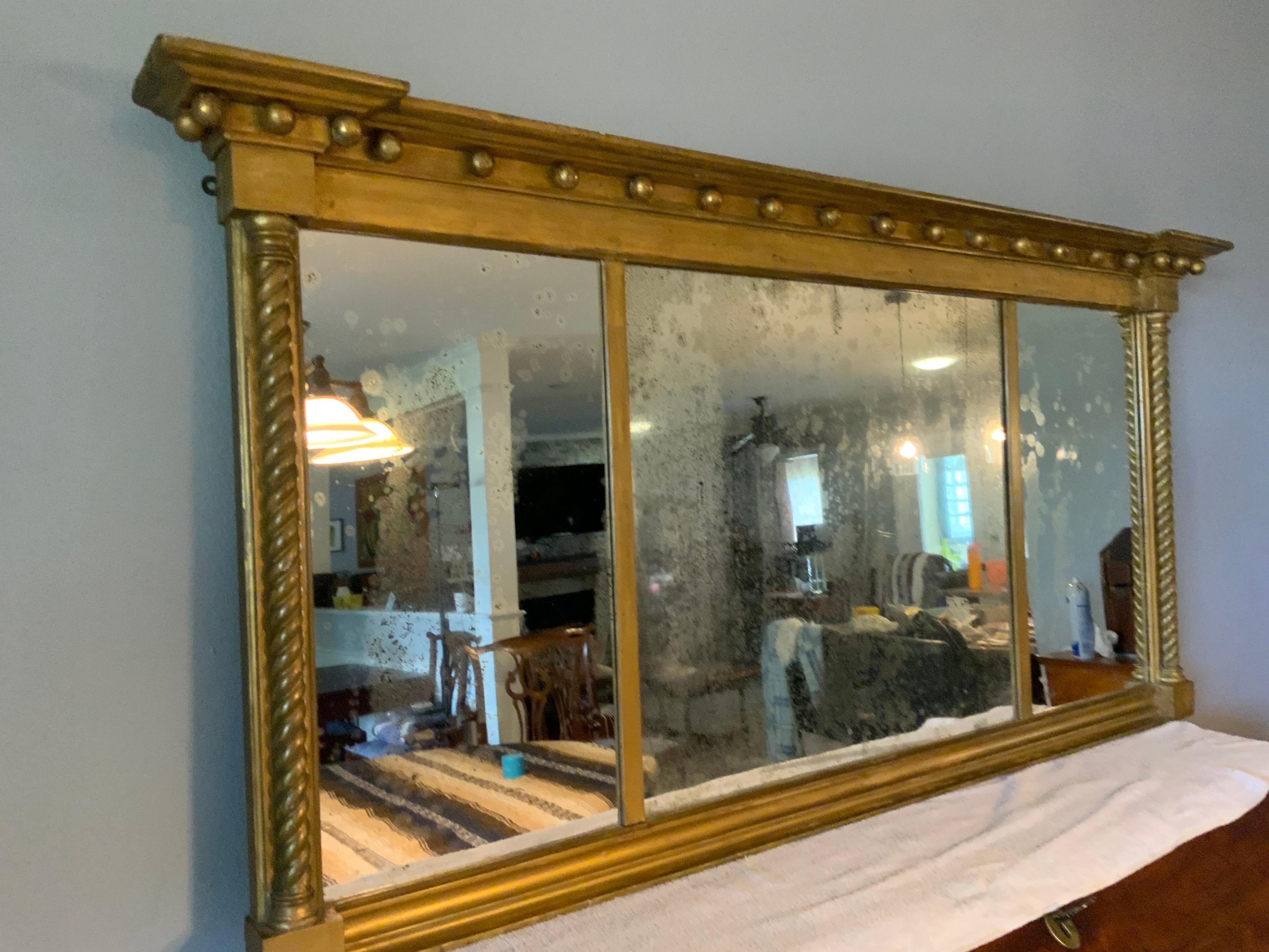 Federal Gilt Over Mantle Mirror In Good Condition For Sale In Bradenton, FL