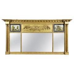 Federal Giltwood and Églomisé Overmantle Mirror