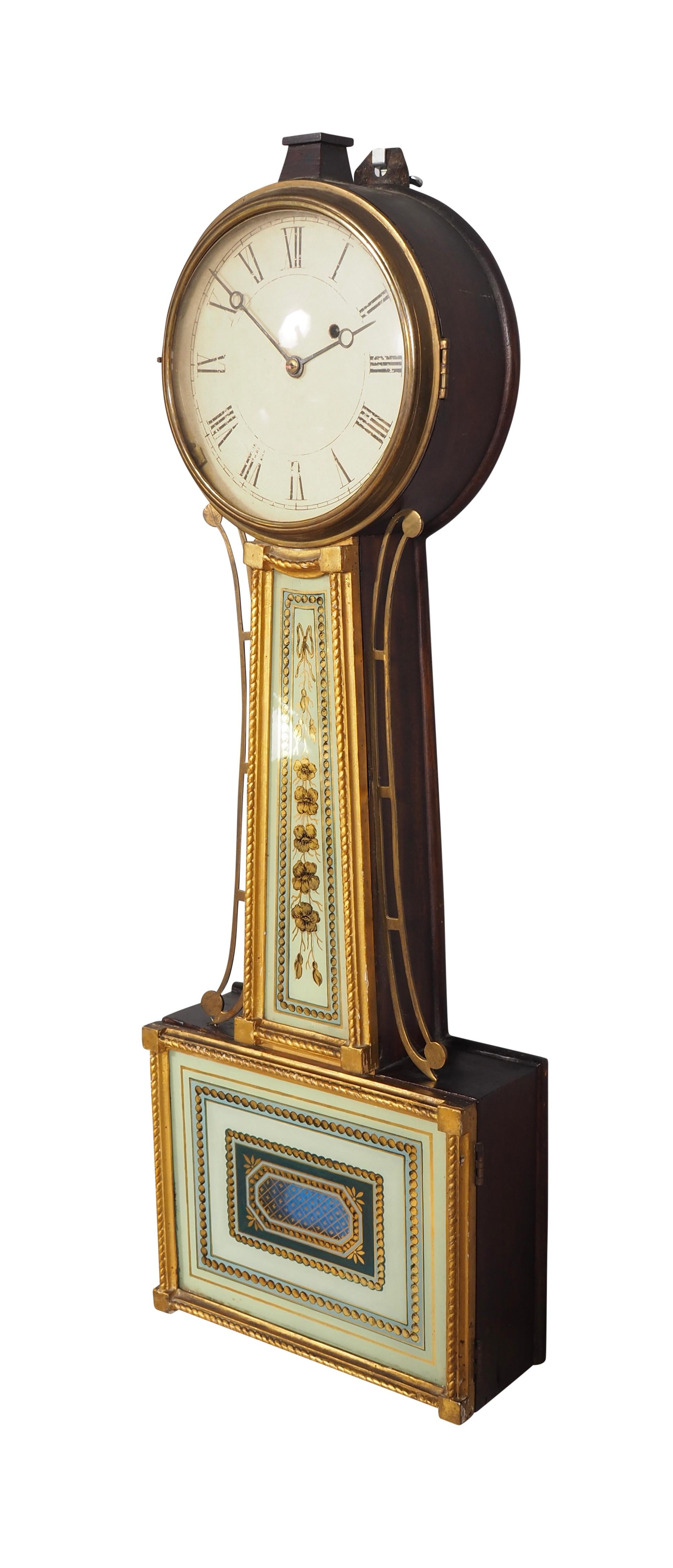 American Federal Giltwood Banjo Clock For Sale