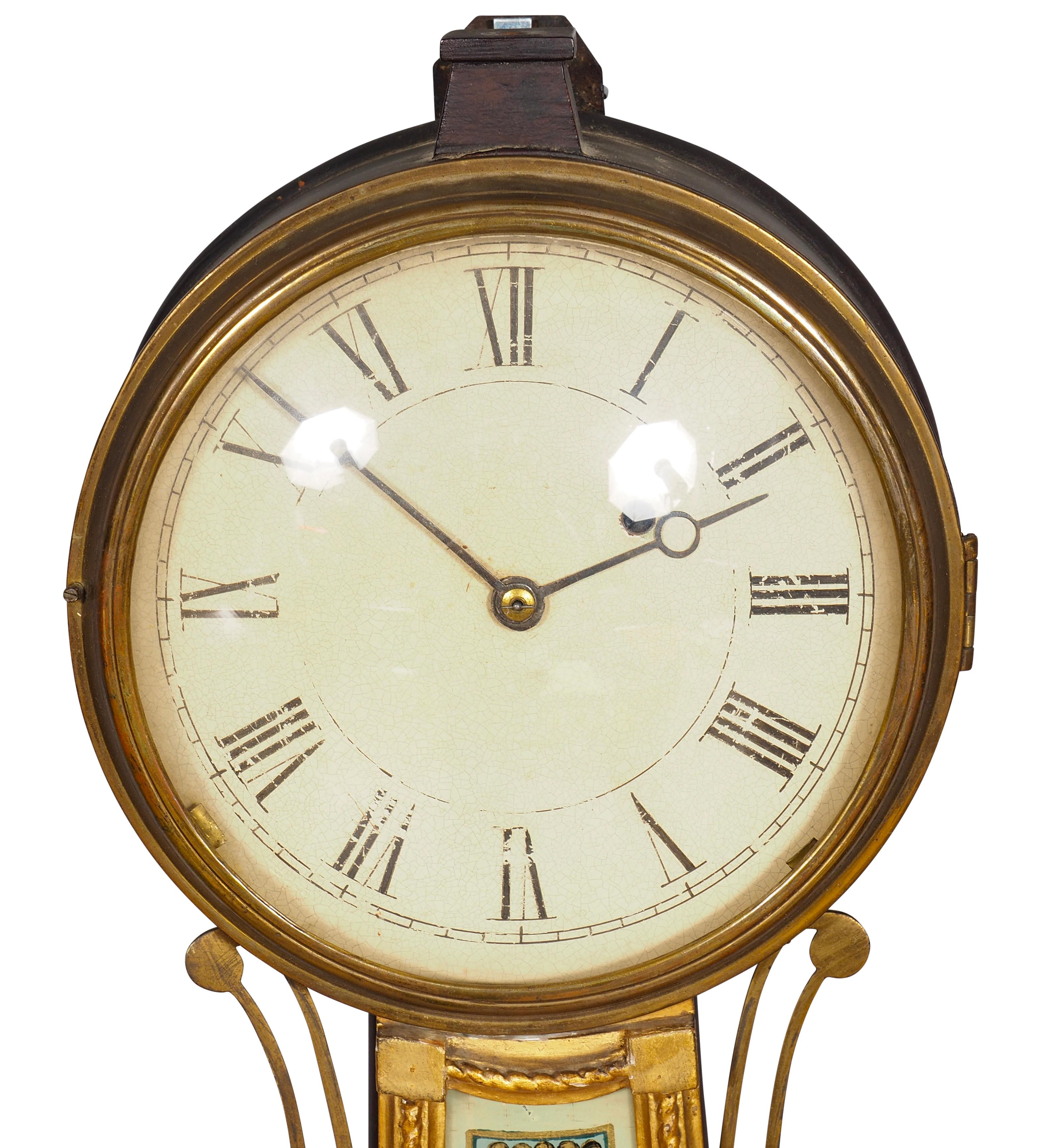 Early 19th Century Federal Giltwood Banjo Clock For Sale