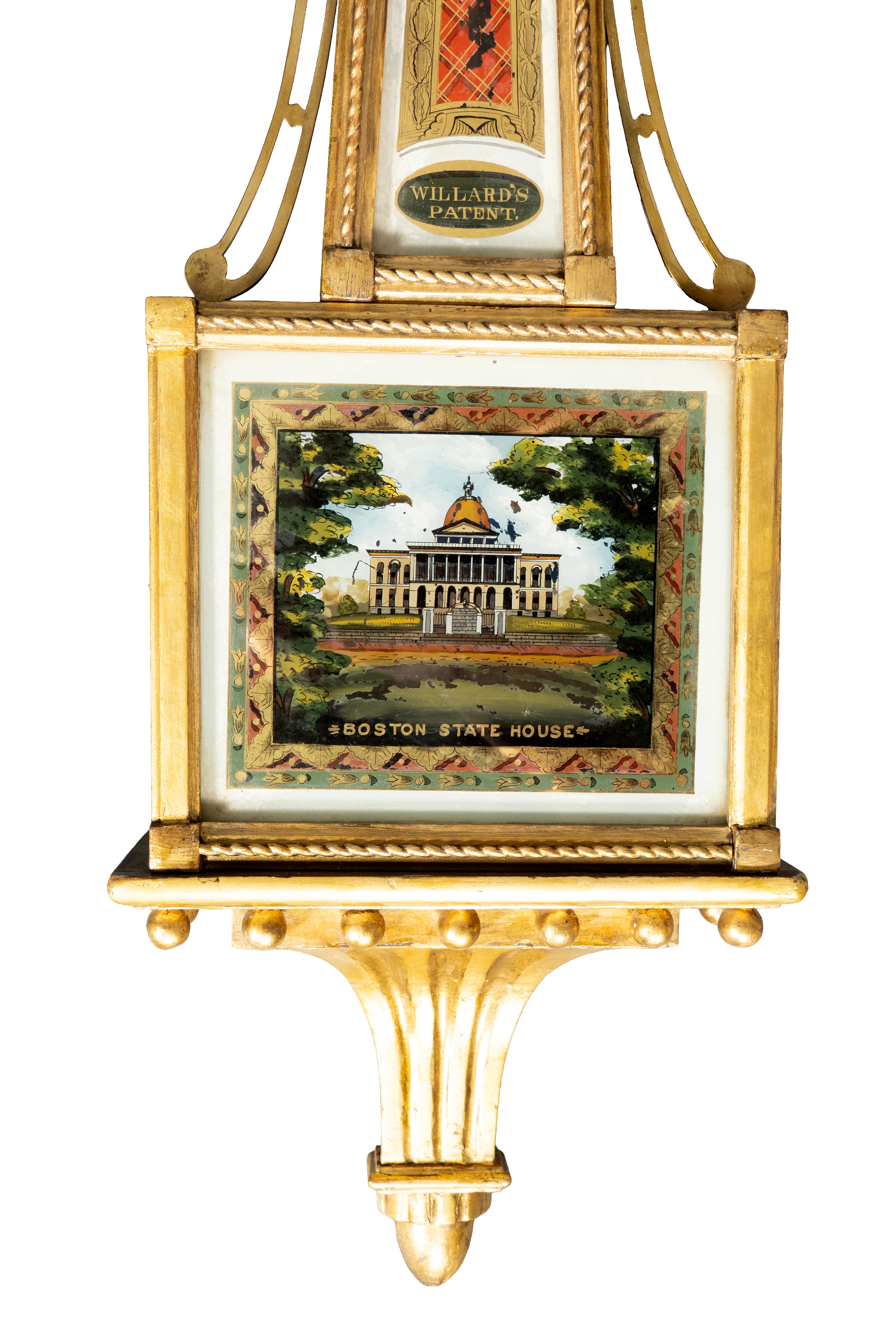 Early 19th Century Federal Giltwood Banjo Clock For Sale
