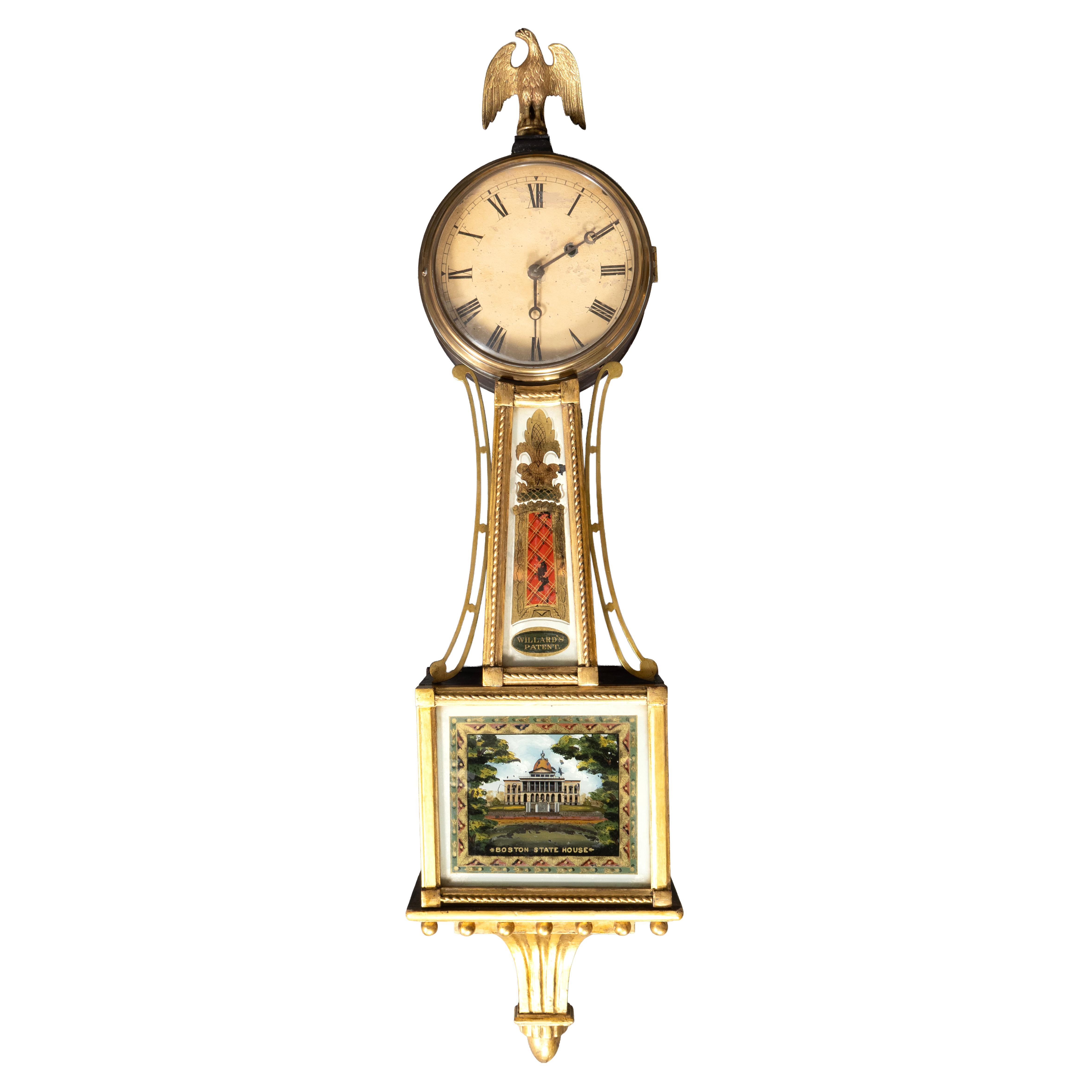 Federal Giltwood Banjo Clock For Sale