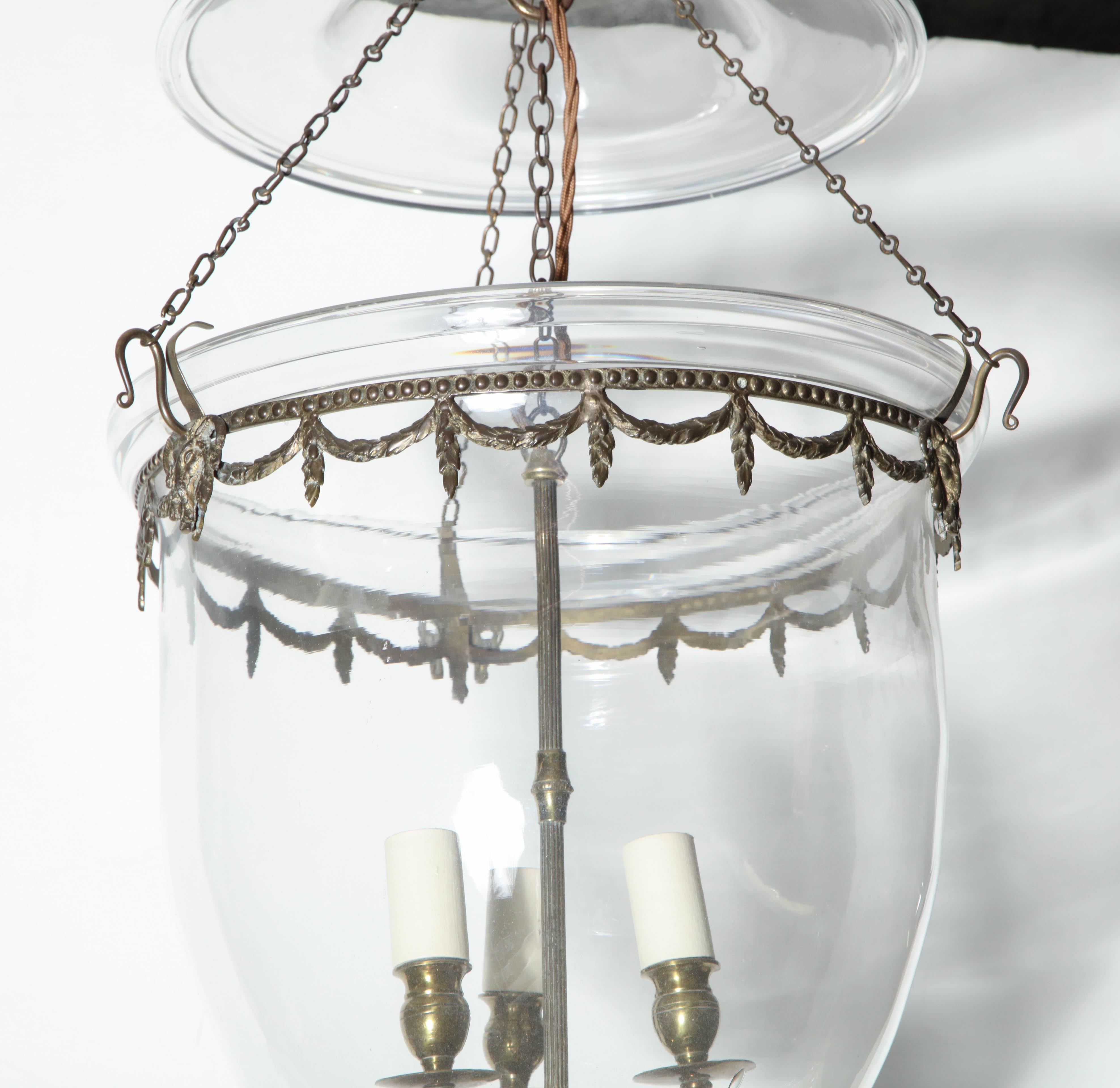 Federal Glass Bell Jar Lantern In Good Condition In Westwood, NJ