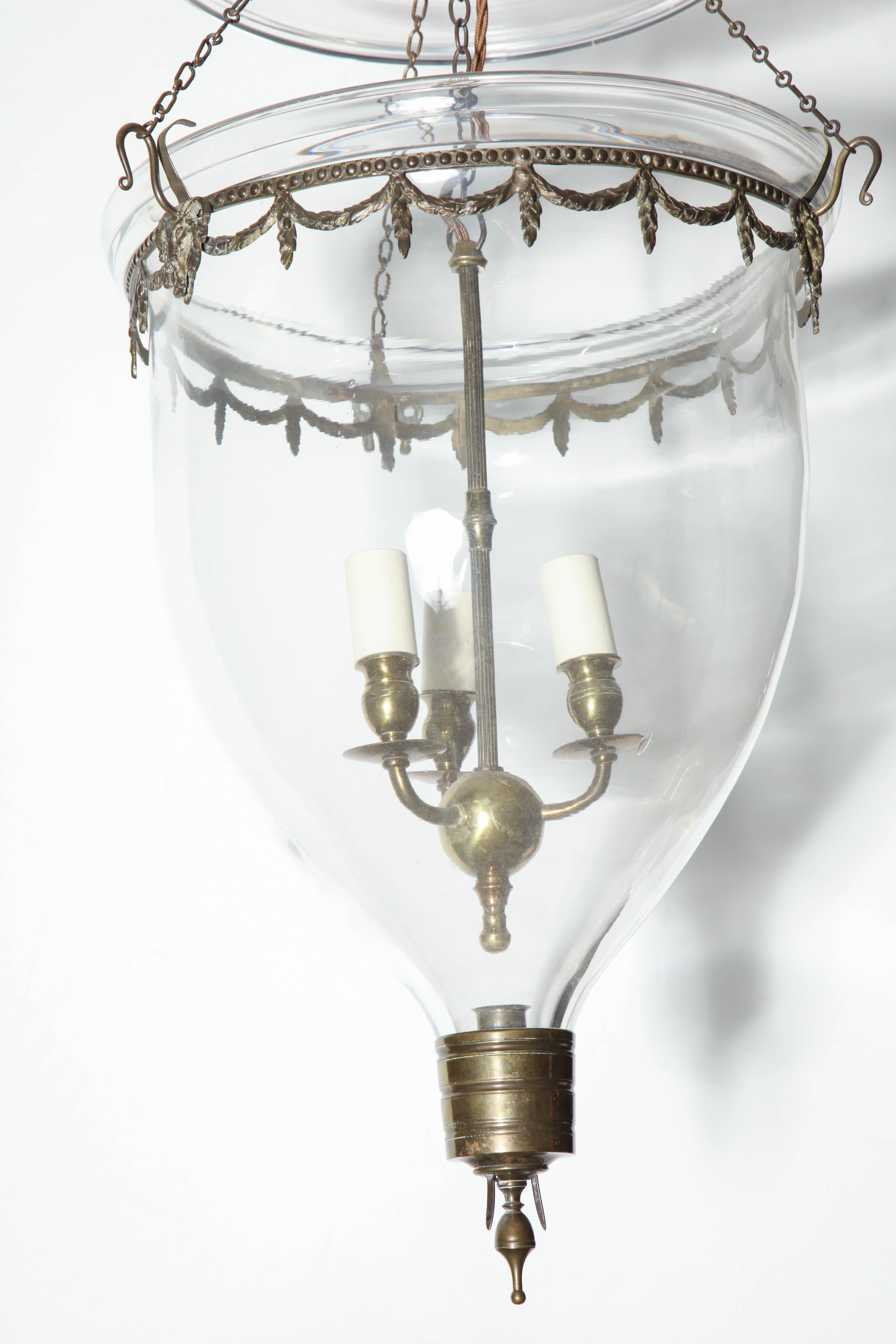 19th Century Federal Glass Bell Jar Lantern