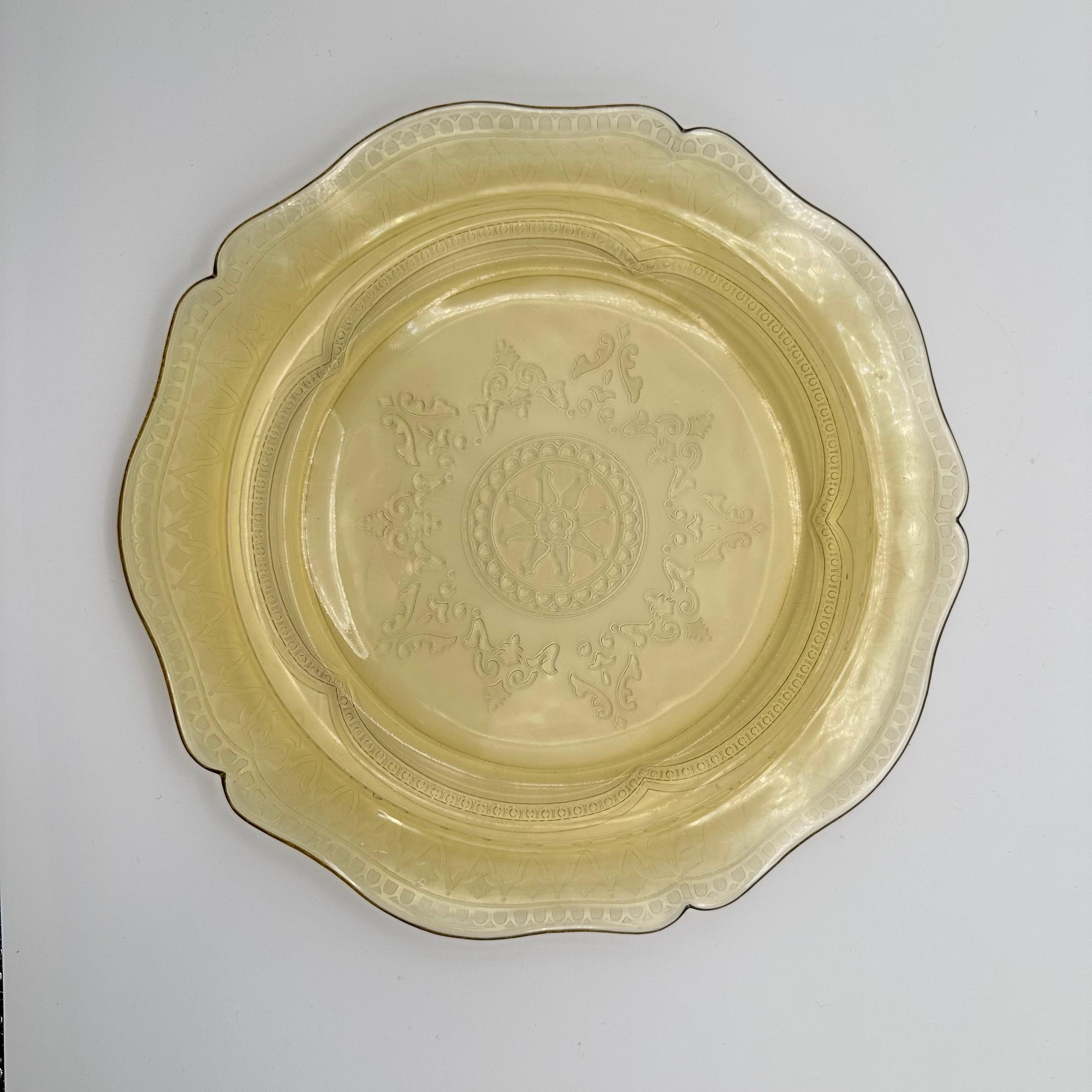 amber depression glass plates