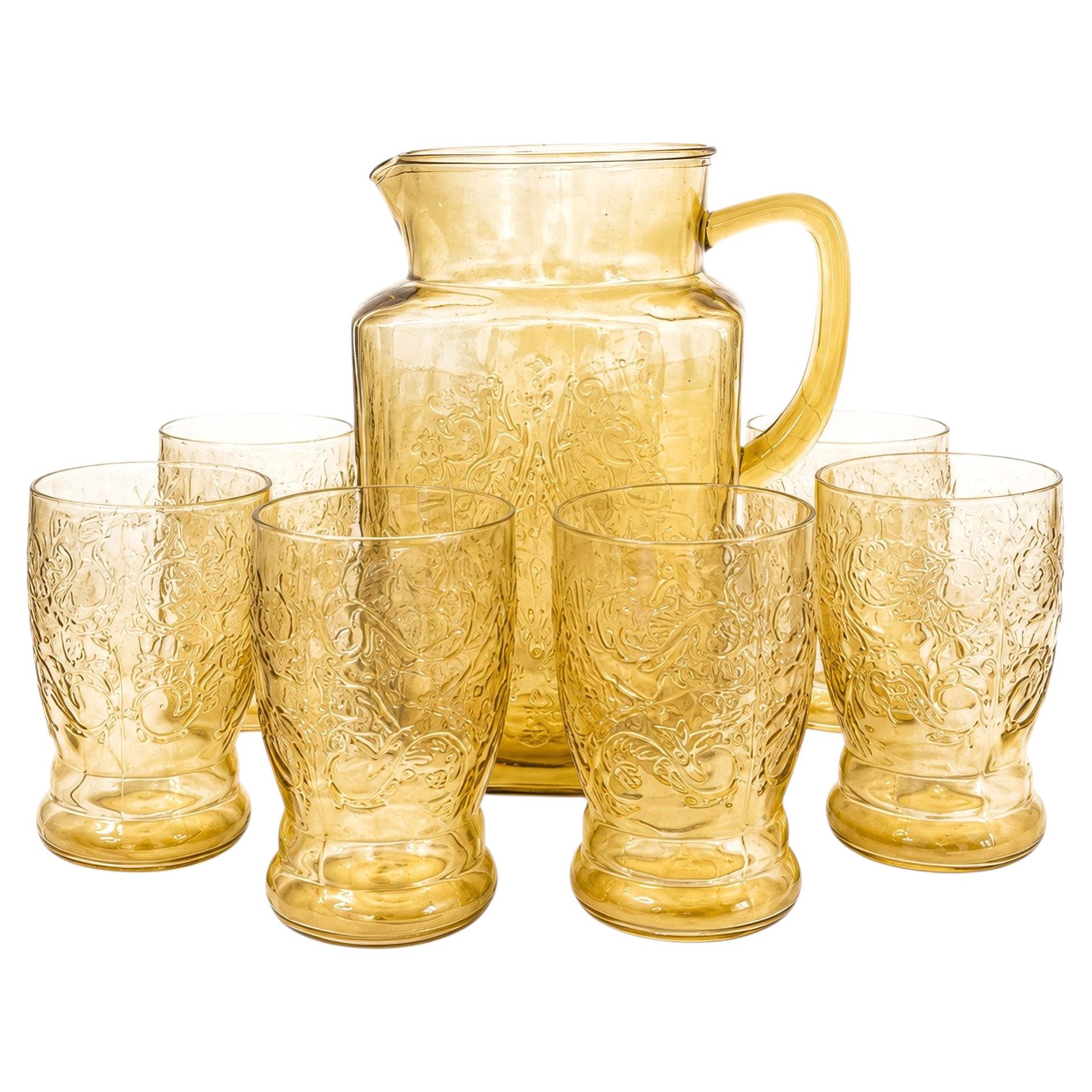 Federal Glass Madrid Yellow Depression Glass Beverage Set, circa 1935
