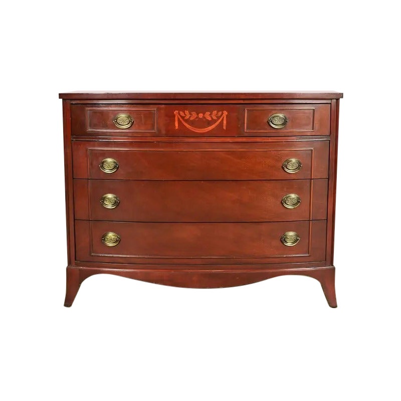 Federal Inlaid Mahogany Dresser Chest by National Furniture, Circa 1960s For Sale