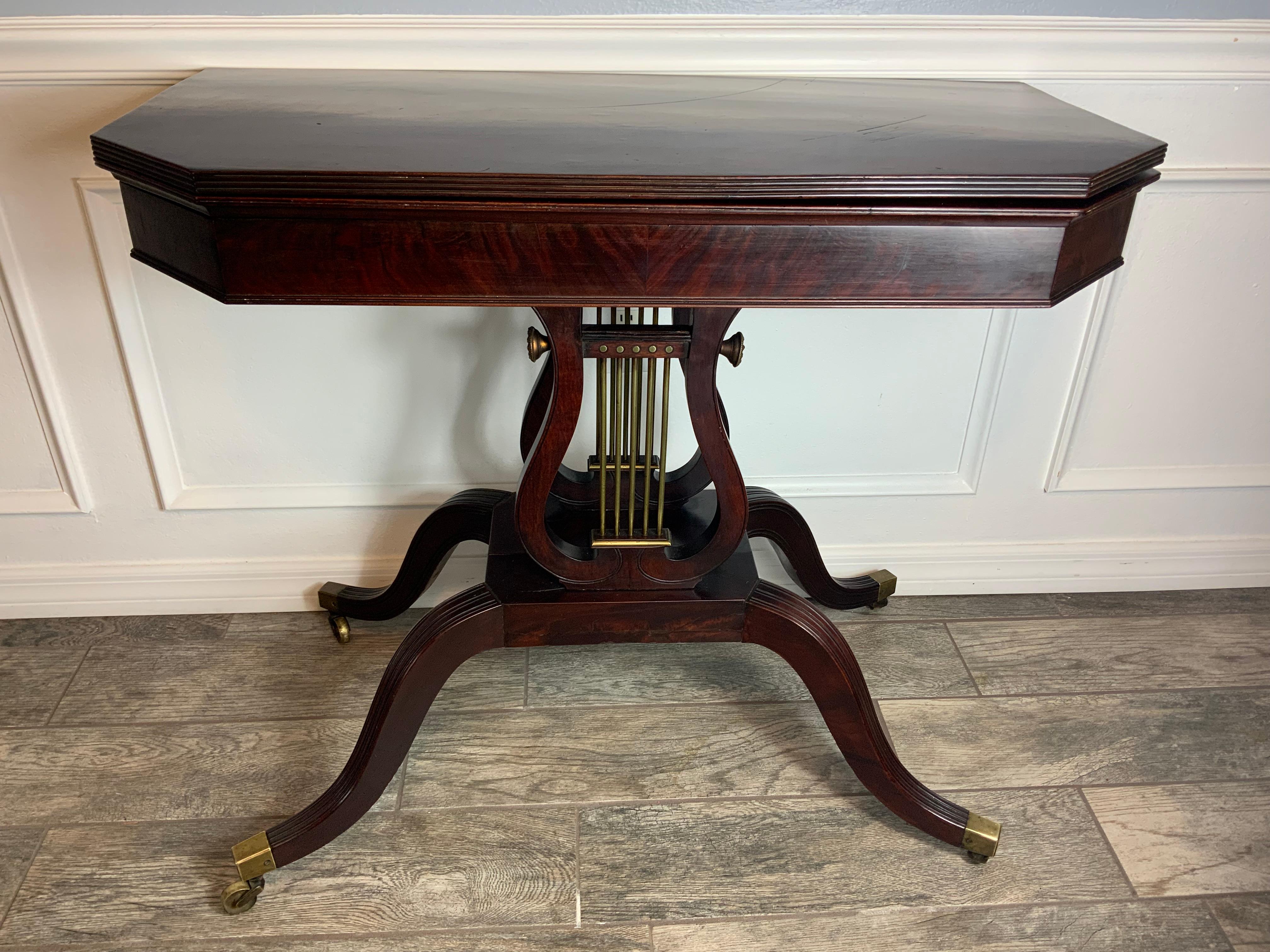 Federal Lyre Base Card Table For Sale 10