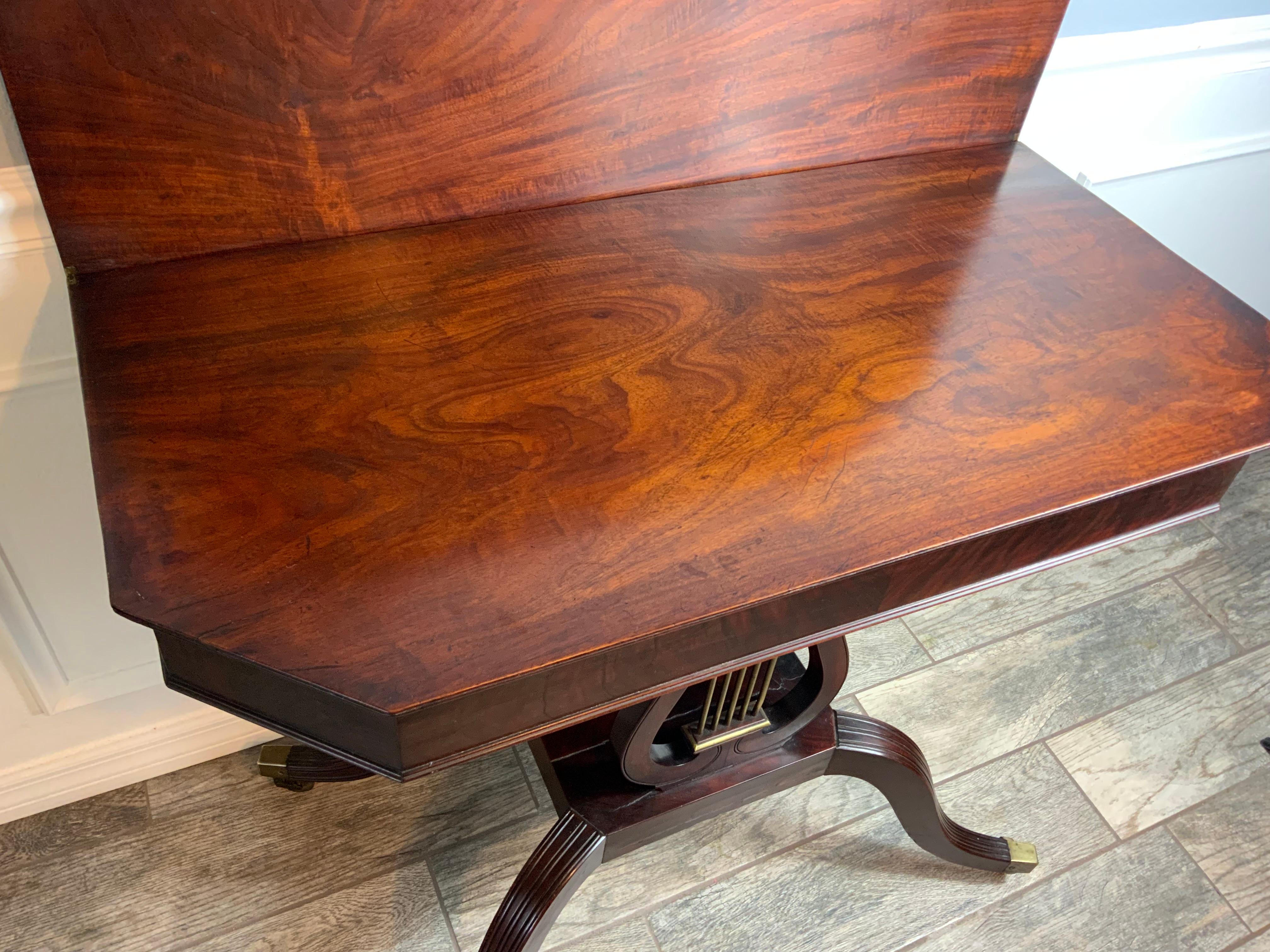 American Federal Lyre Base Card Table For Sale