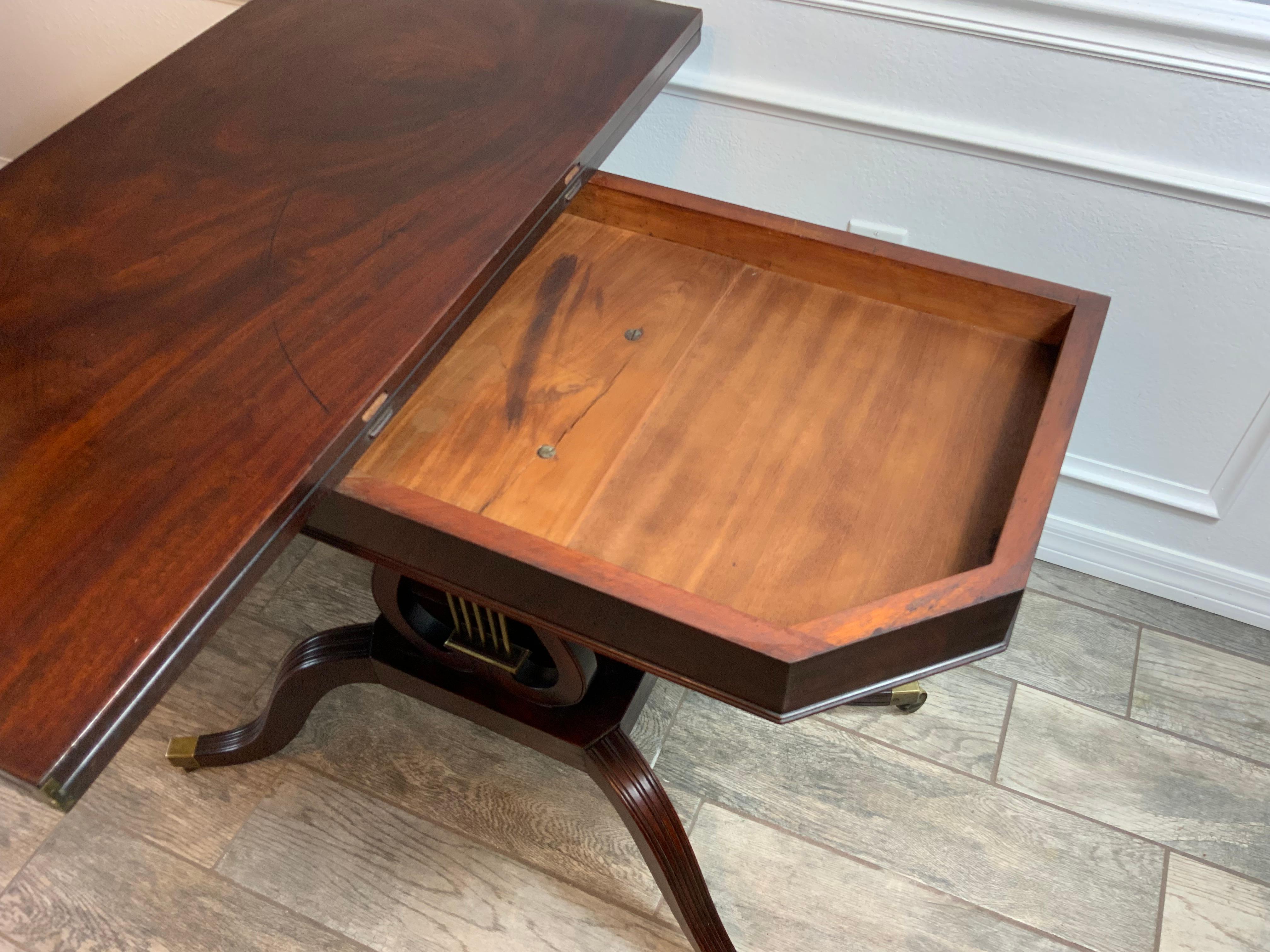 Federal Lyre Base Card Table For Sale 3