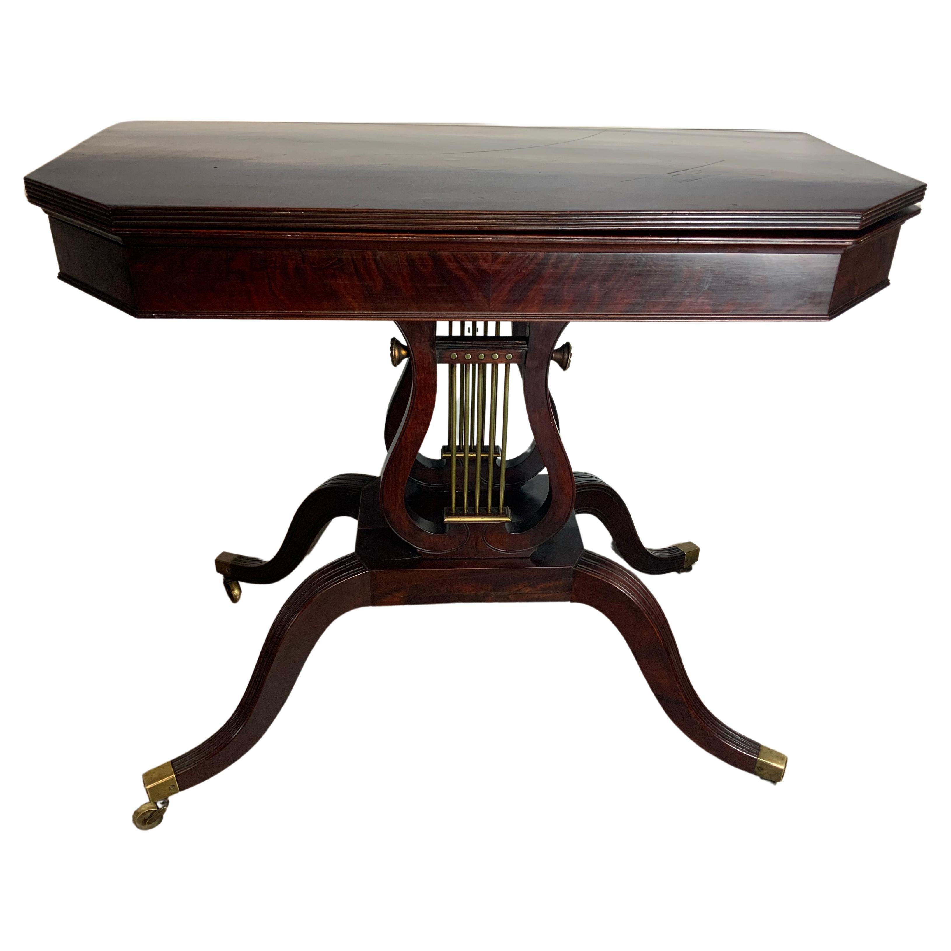 Federal Lyre Base Card Table For Sale