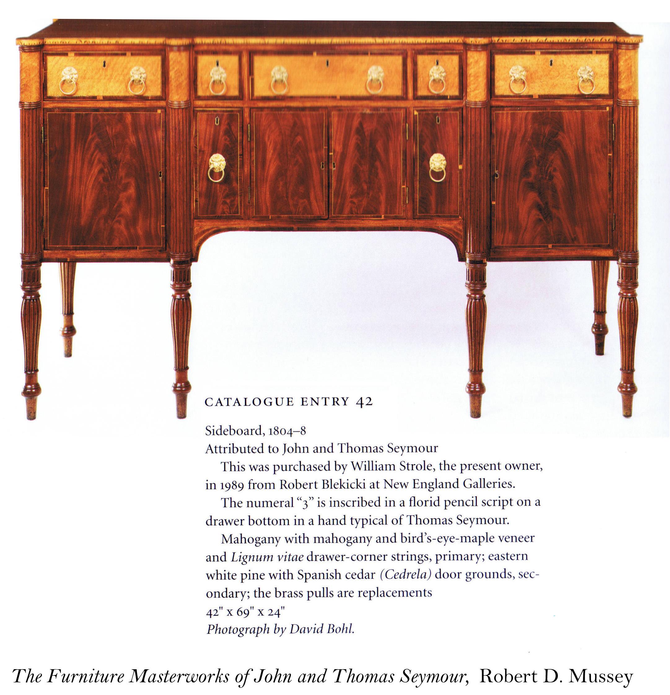 Early 19th Century Federal Mahogany and Bird’s-Eye Maple Inlaid Sideboard Seymour Boston circa 1804 For Sale