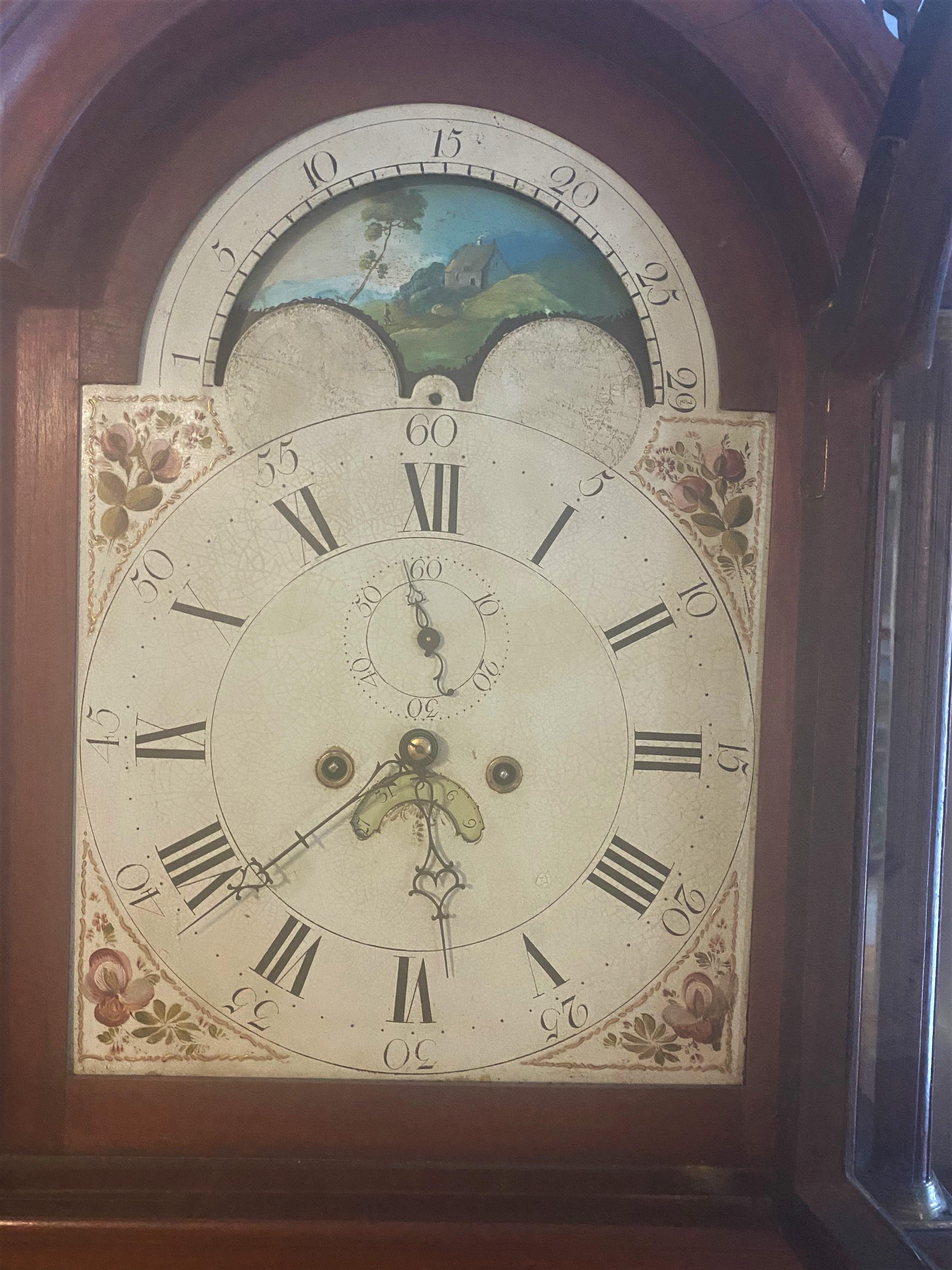 19th Century Federal Mahogany and Rosewood Tall Case Clock circa 1805