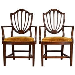 Federal Mahogany Armchairs or Dining Captain Chairs, Pair