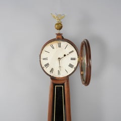 Federal Mahogany Banjo Clock With Gilt Decorated Panels & Eagle Finial c1860