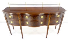 Federal Mahogany Brass Gallery Tapered Legs Serpentine Inlayed Sideboard MINT