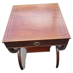 Federal Mahogany Inlaid and Stinciled Top Accent Table