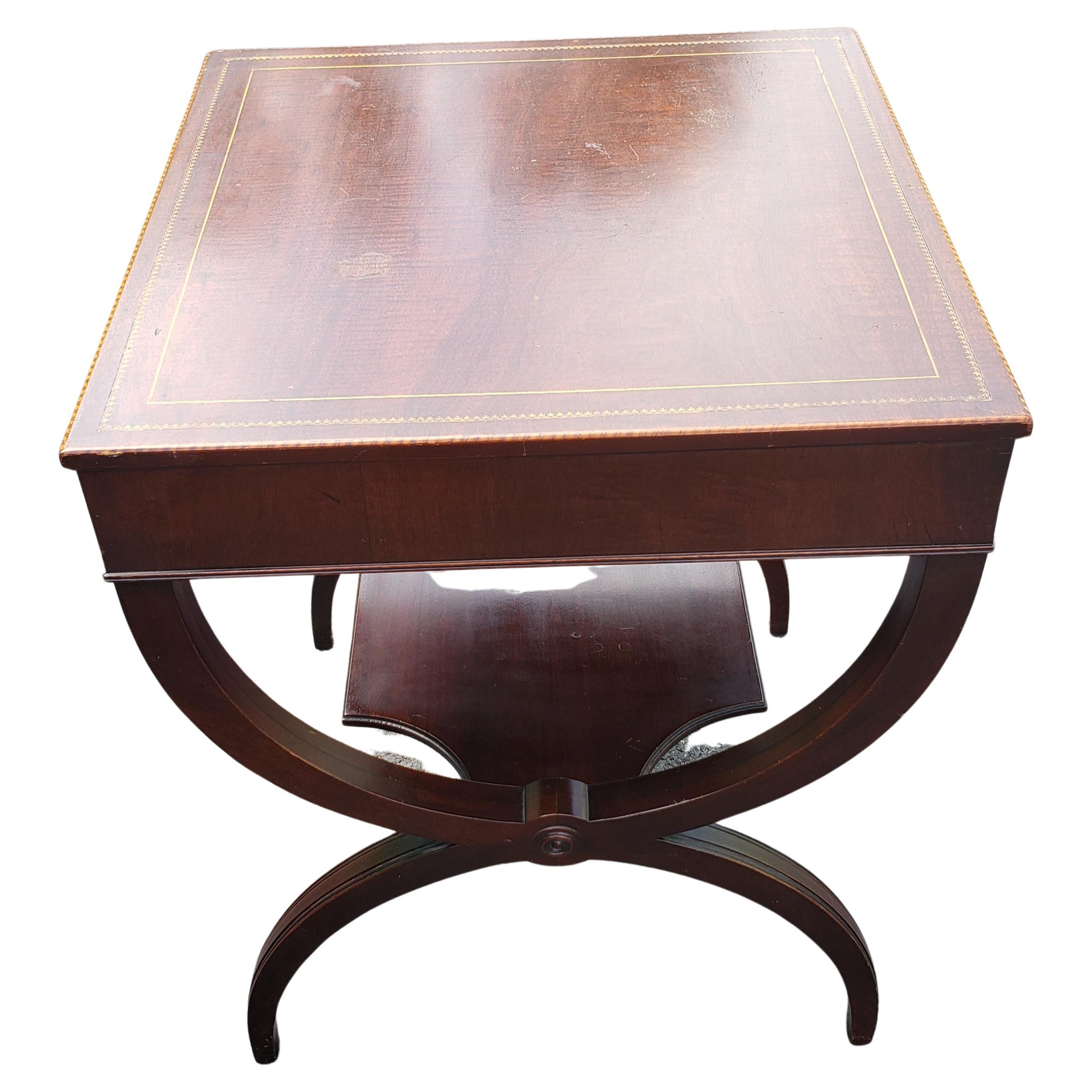 Woodwork Federal Mahogany Inlaid and Stinciled Top Accent Table For Sale