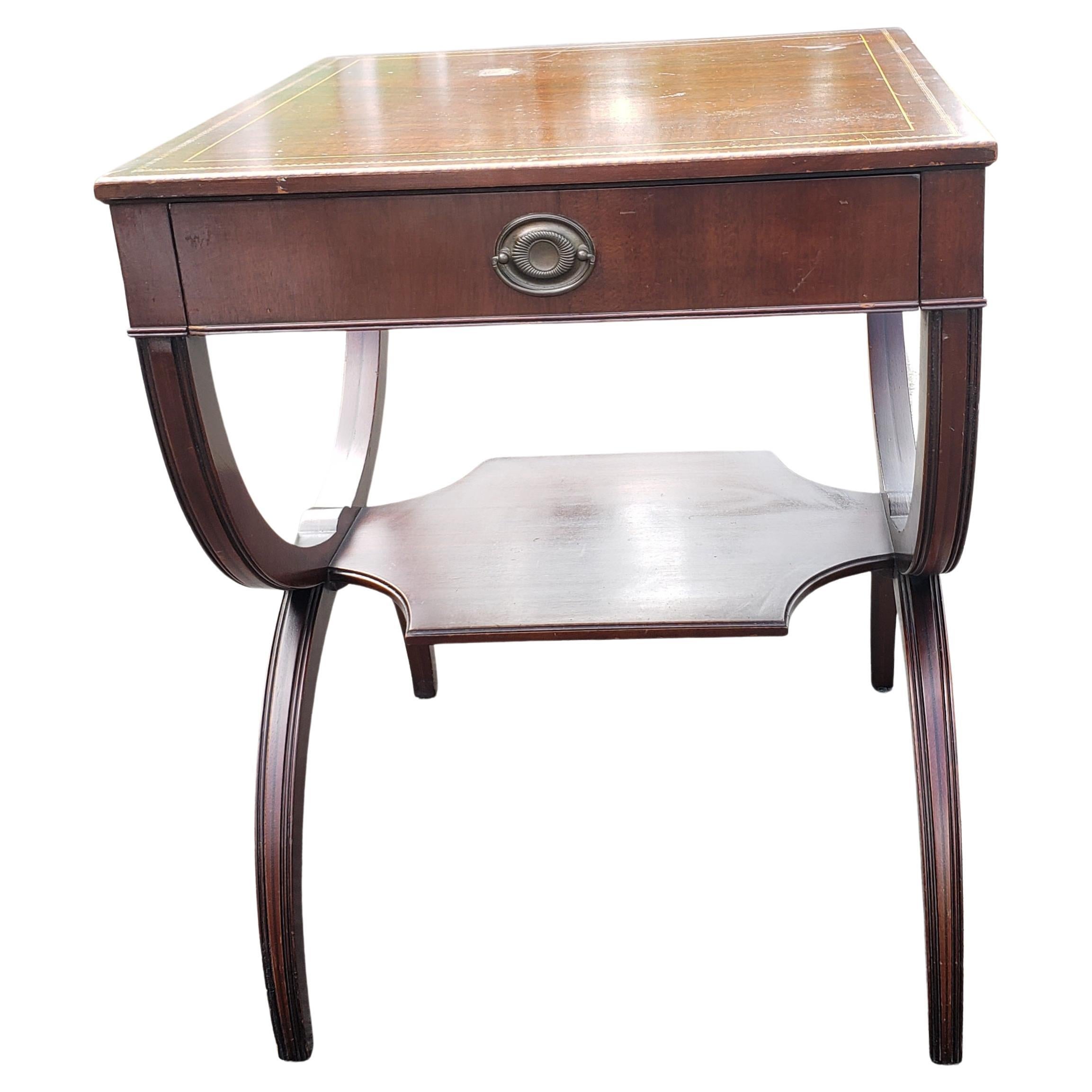 Federal Mahogany Inlaid and Stinciled Top Accent Table For Sale