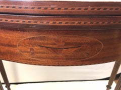 Federal Mahogany Inlaid Demilune Game Card Console Table