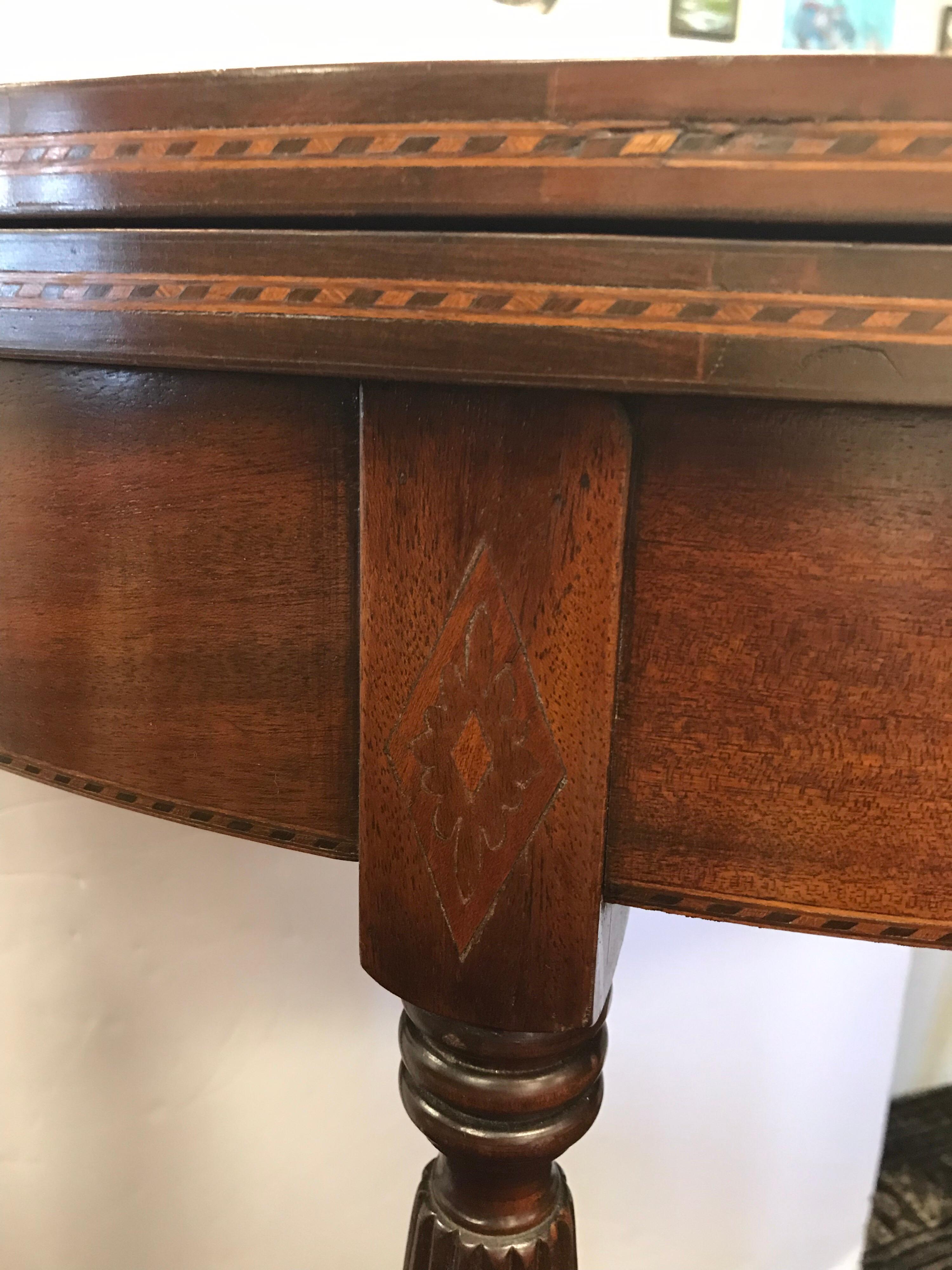 Federal Mahogany Inlaid Demilune Game Card Console Table 2
