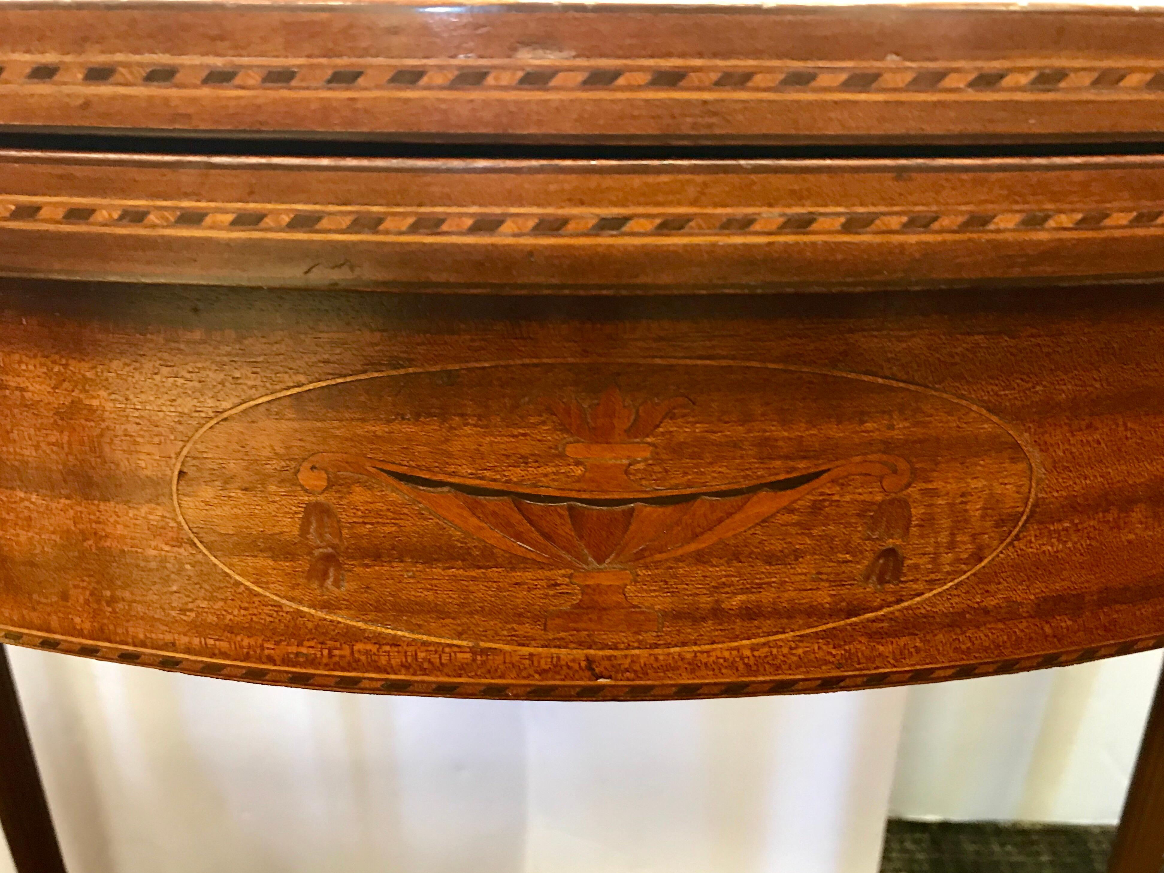 Federal Mahogany Inlaid Demilune Game Card Console Table 3