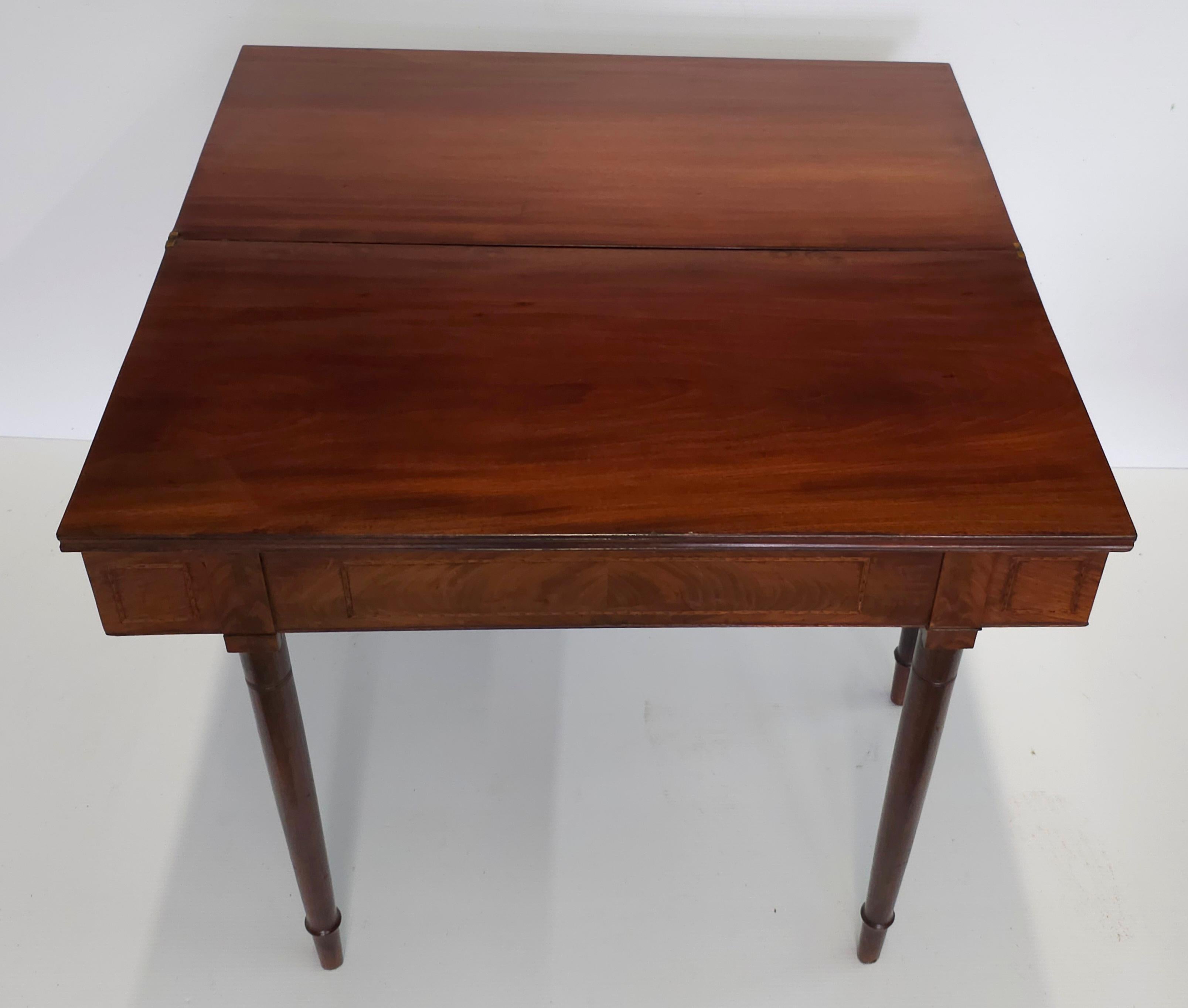 Inlay Federal Mahogany Inlaid Fold Top Card Table Console Table For Sale
