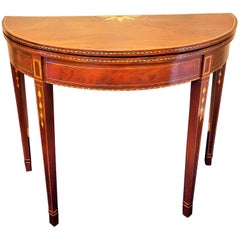 Antique Federal Mahogany Inlaid Hepplewhite Card Table, 1795-1800, Baltimore