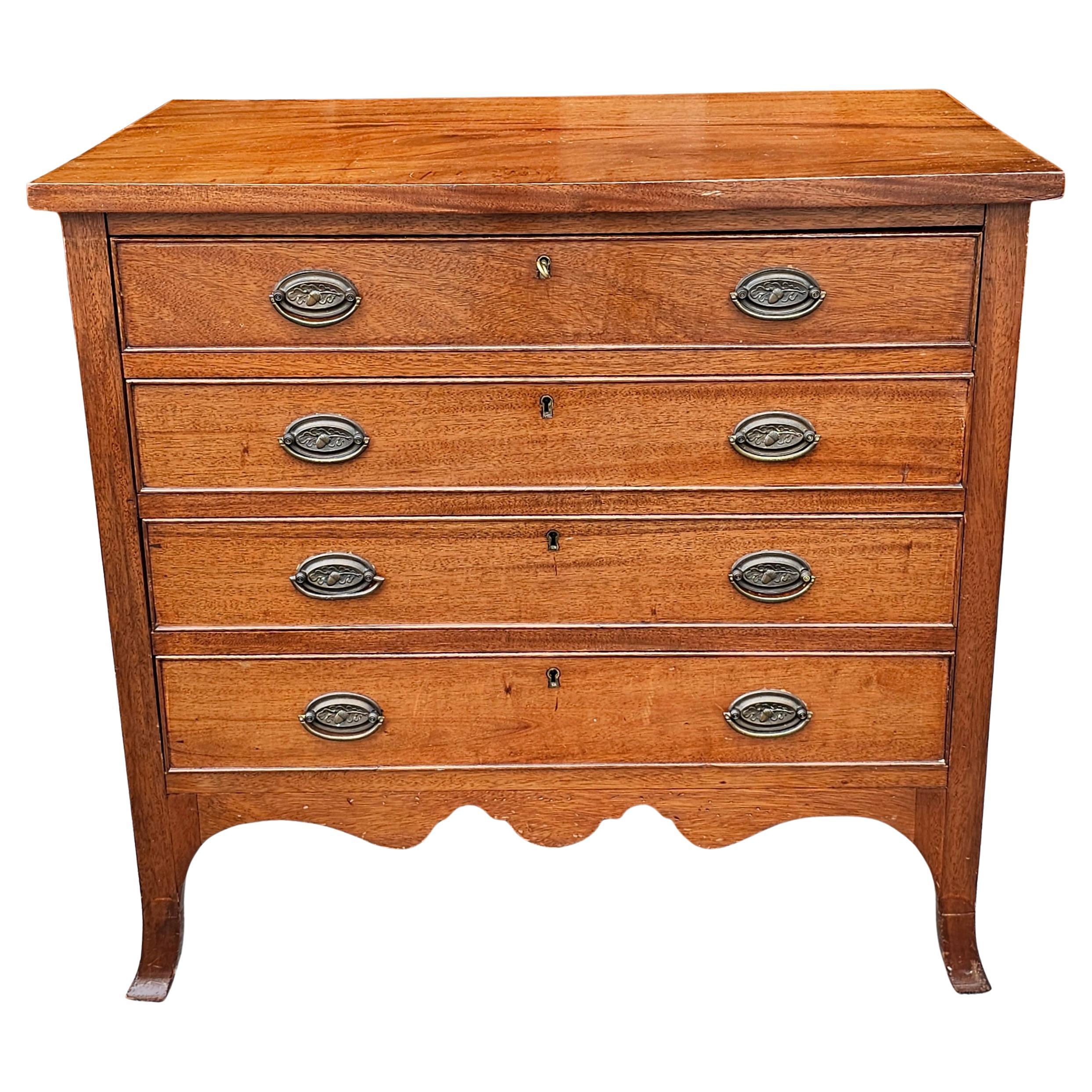 Federal Mahogany Locking Chest of Drawers, Circa Early 1800s