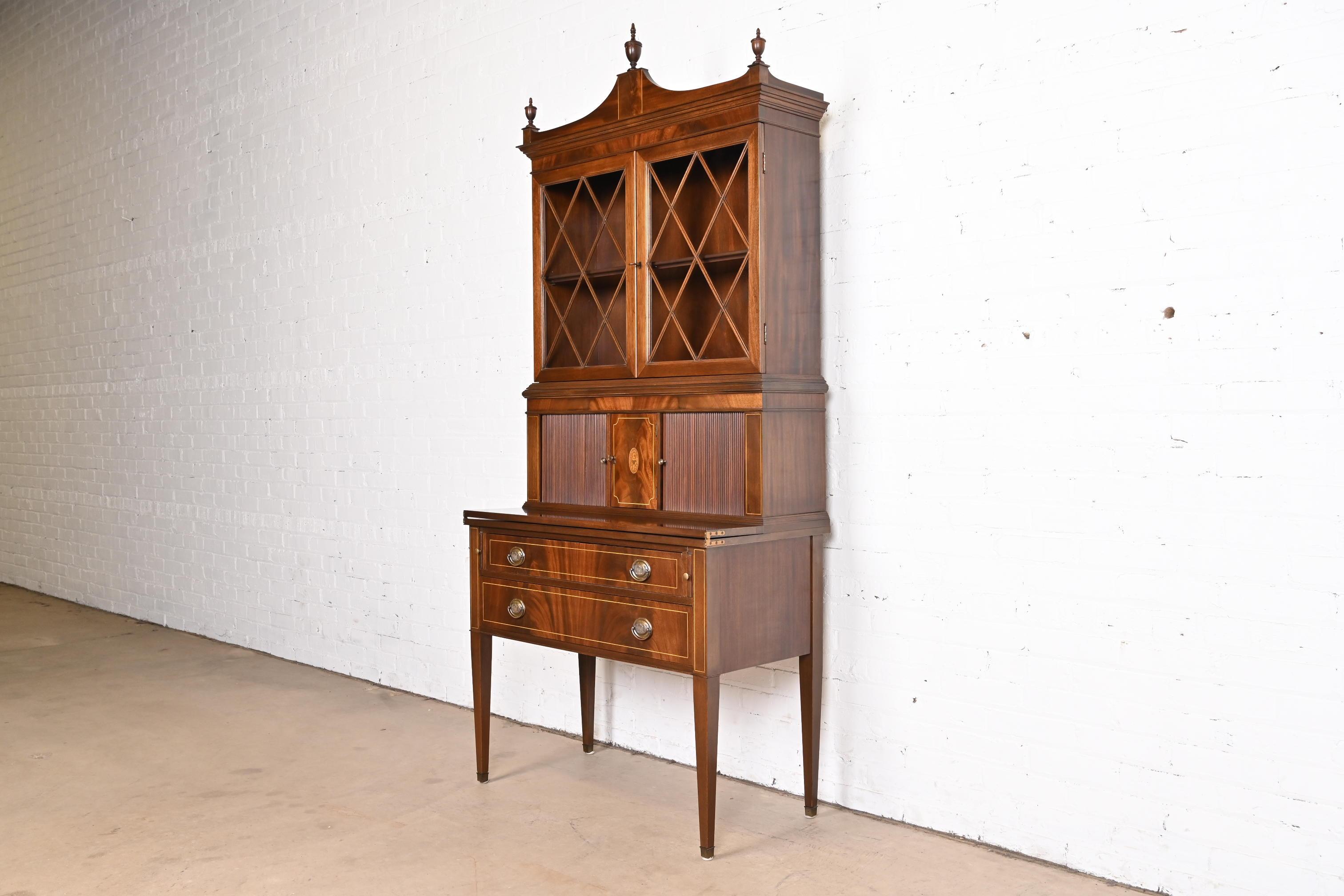 American Federal Mahogany Secretary Desk With Bookcase Attributed to Imperial Furniture