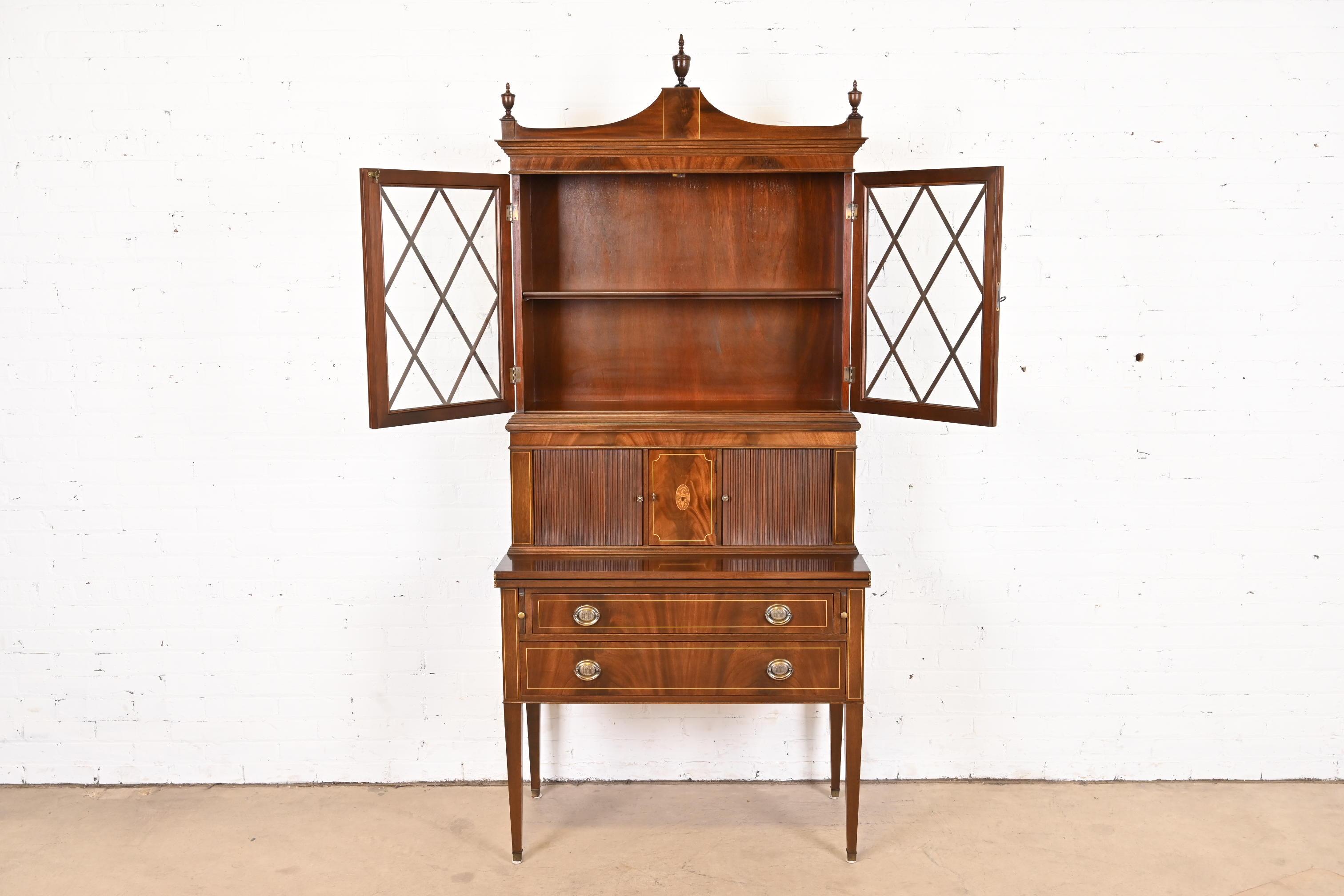 Mid-20th Century Federal Mahogany Secretary Desk With Bookcase Attributed to Imperial Furniture