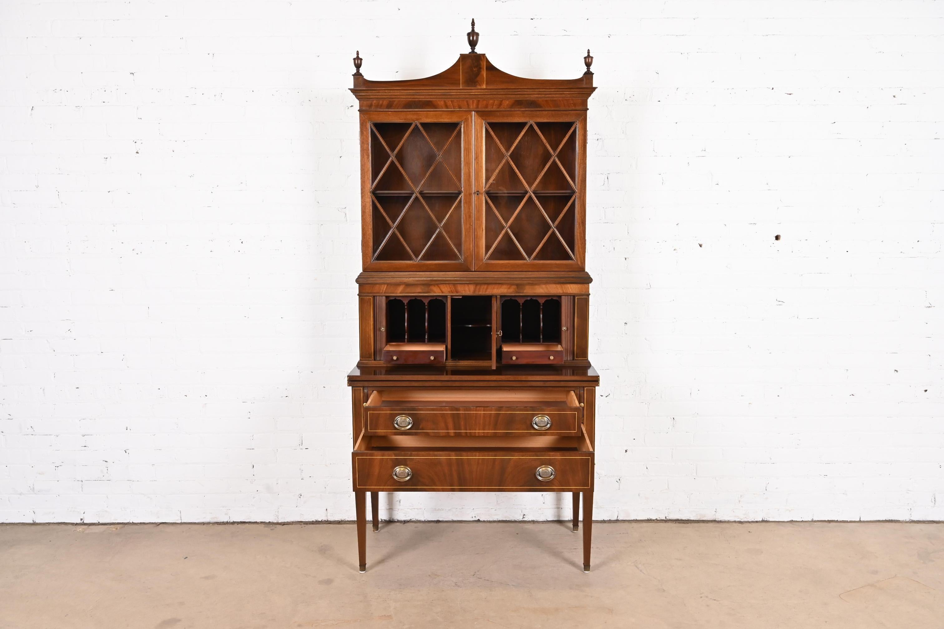 Federal Mahogany Secretary Desk With Bookcase Attributed to Imperial Furniture 2