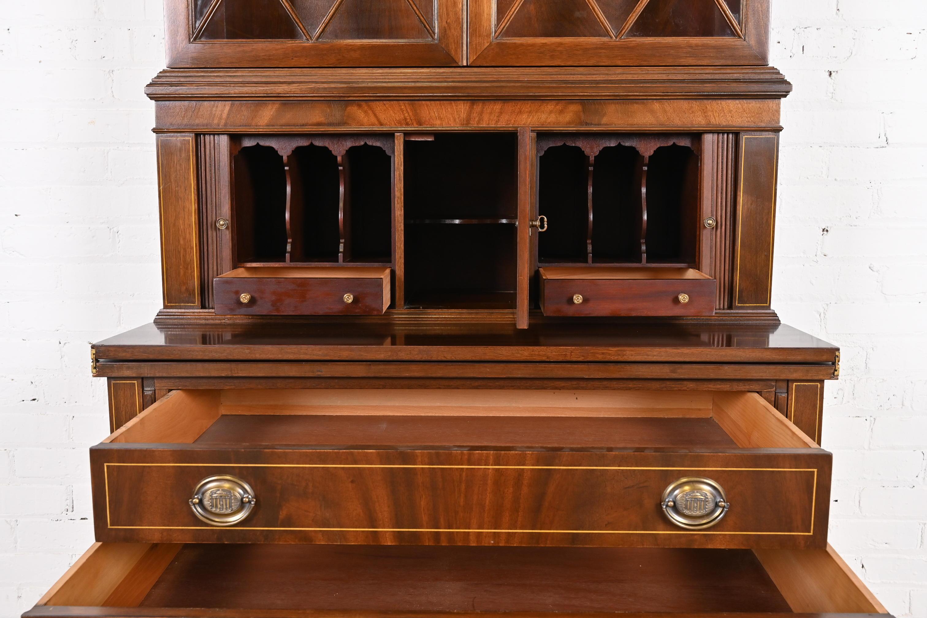 Federal Mahogany Secretary Desk With Bookcase Attributed to Imperial Furniture 3