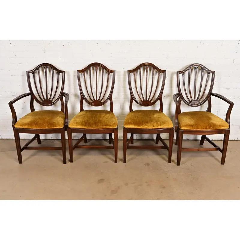 Federal Mahagoni Schild zurück Esszimmerstühle, Satz von sechs (amerikanisch) im Angebot