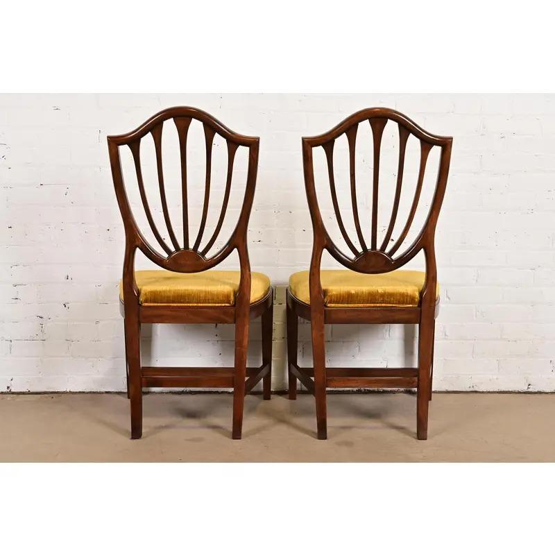 Federal Mahagoni Schild zurück Side Chairs oder Esszimmerstühle, Paar im Angebot 6