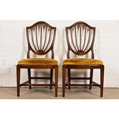 Federal Mahogany Shield Back Side Chairs or Dining Chairs, Pair
