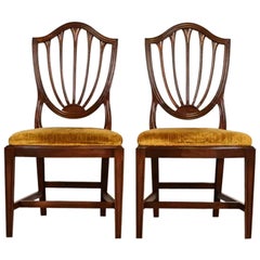 Federal Mahagoni Schild zurück Side Chairs oder Esszimmerstühle, Paar