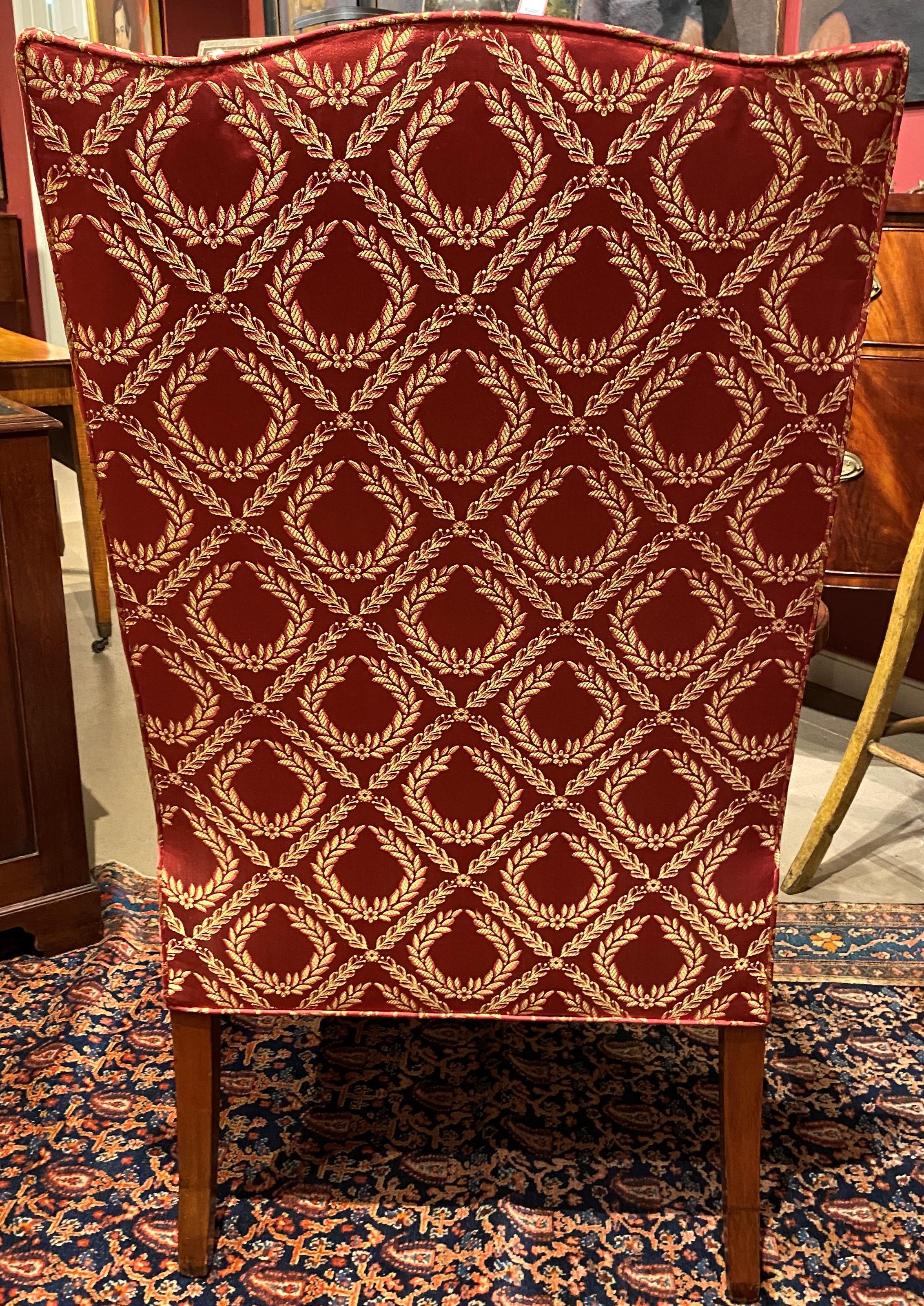 Federal Mahogany Upholstered Lolling Chair, circa 1785 In Good Condition In Milford, NH