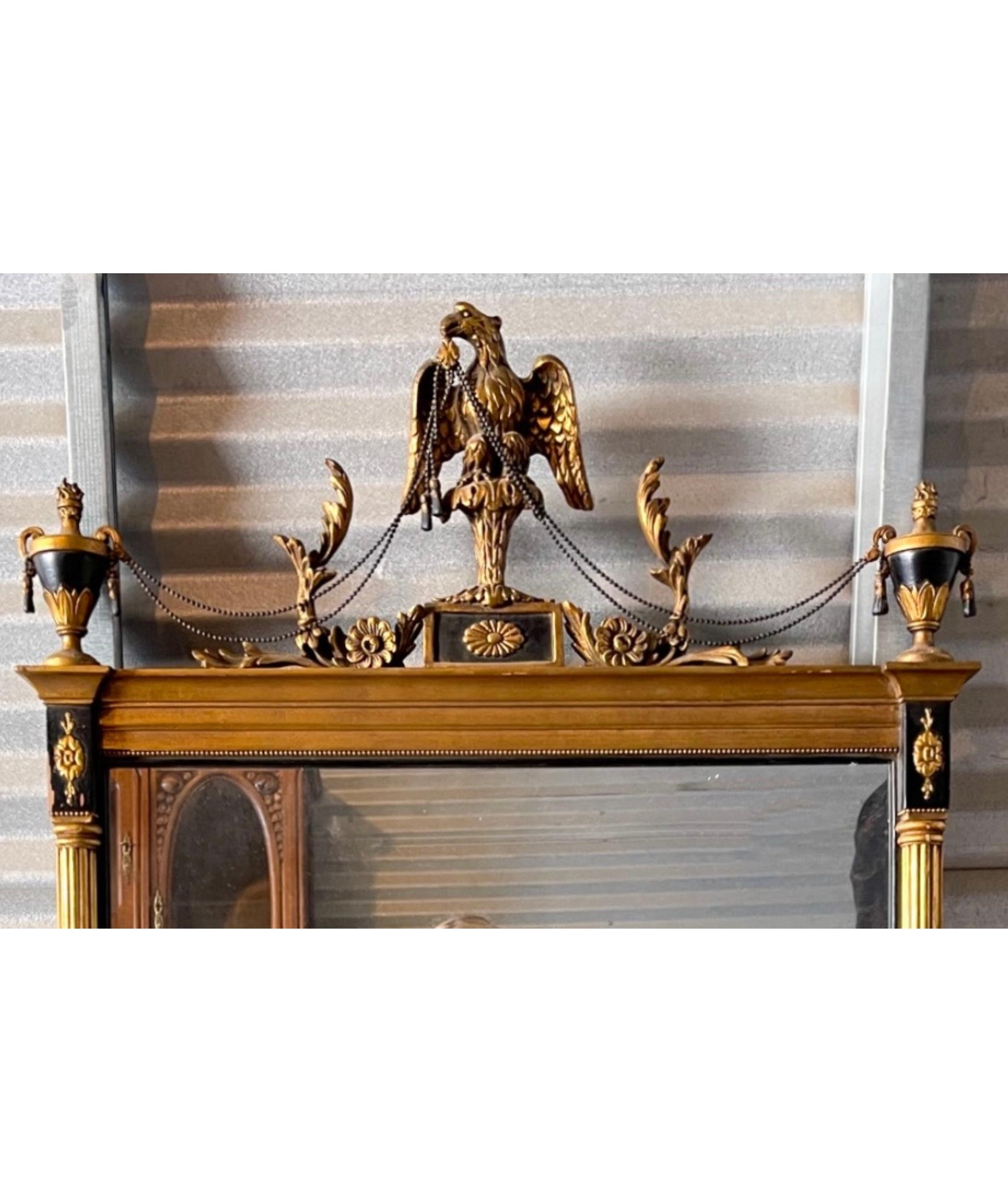 Neoclassical Revival Federal Neo-Classical Style Carved Giltwood Italian Mirror With Urns And Eagle  For Sale