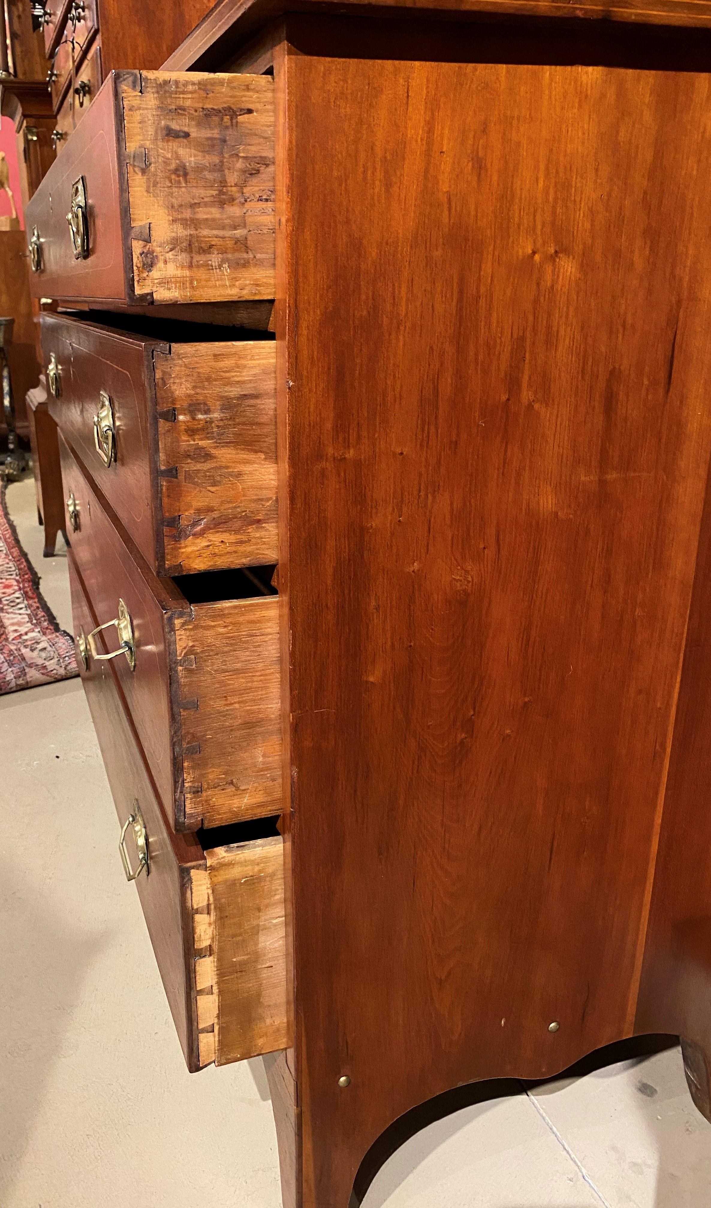 Federal Period Cherry Hepplewhite Four-Drawer Inlaid Chest with Eagle Pulls 3