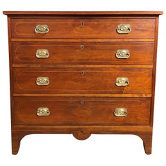 Antique Federal Period Cherry Hepplewhite Four-Drawer Inlaid Chest with Eagle Pulls