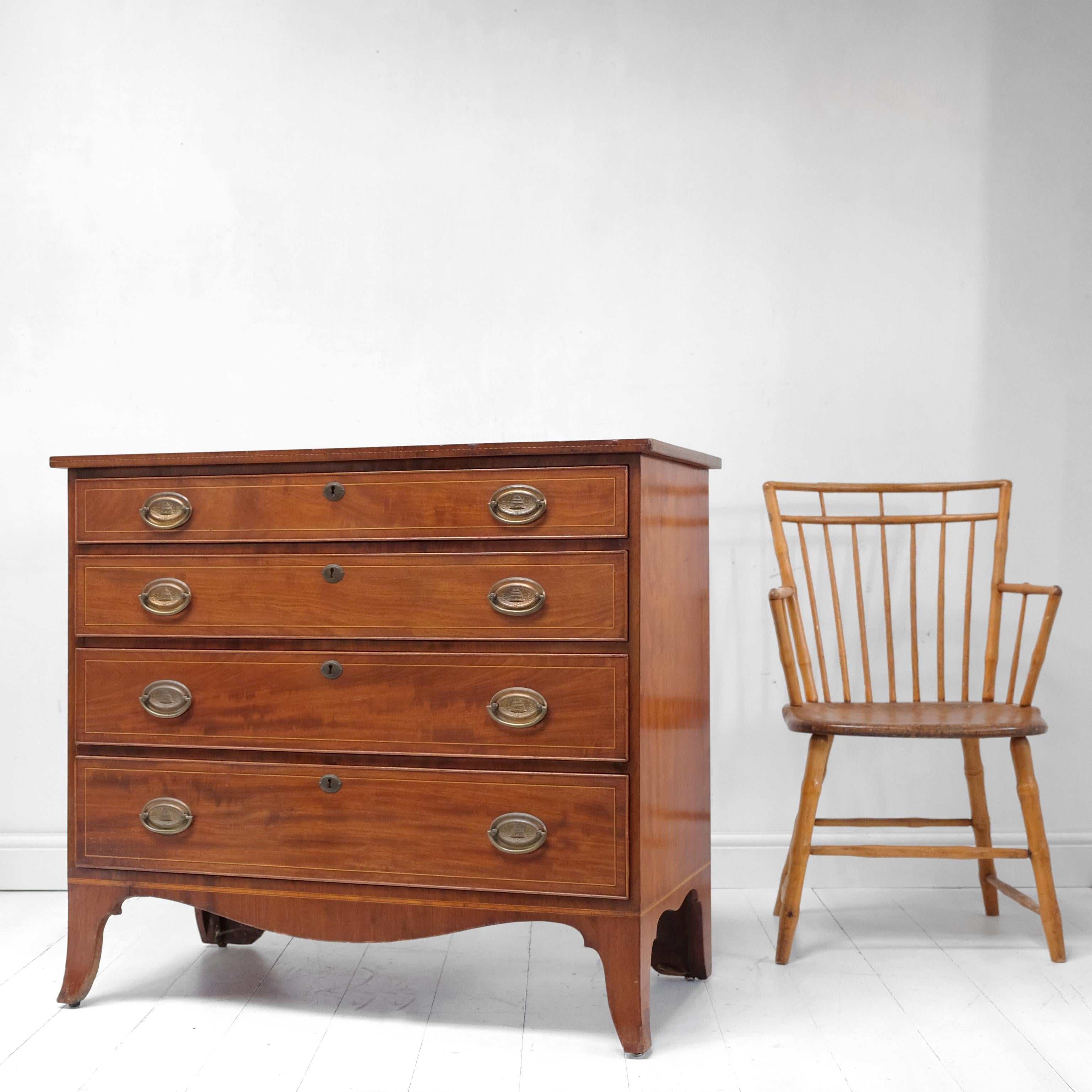 Federal Period Mahogany Chest of Drawers, American with Provenance, 18th Century For Sale 3