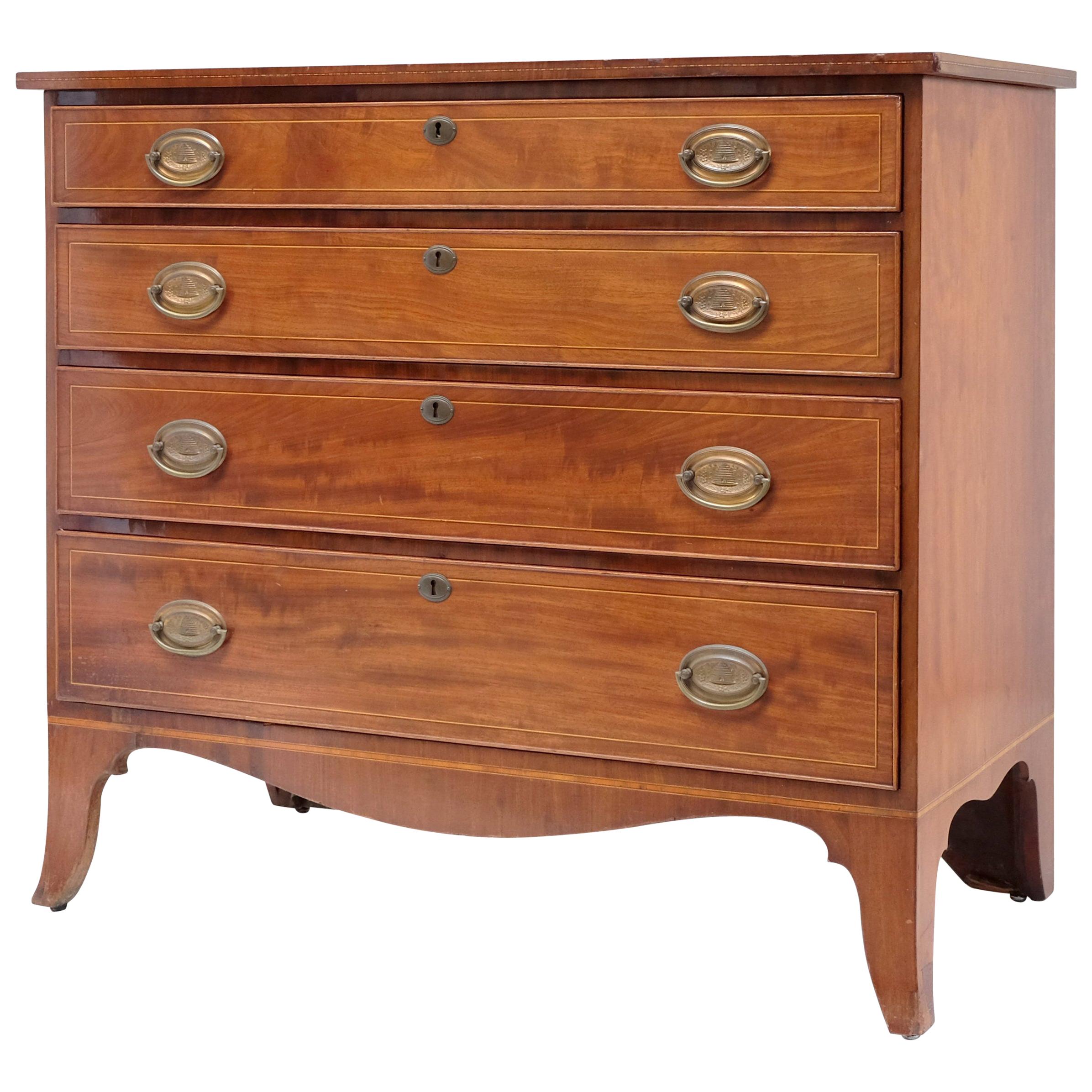 Federal Period Mahogany Chest of Drawers, American with Provenance, 18th Century For Sale