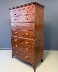 Federal Period Mahogany Chest on Chest with Original Lion Head Brasses, American