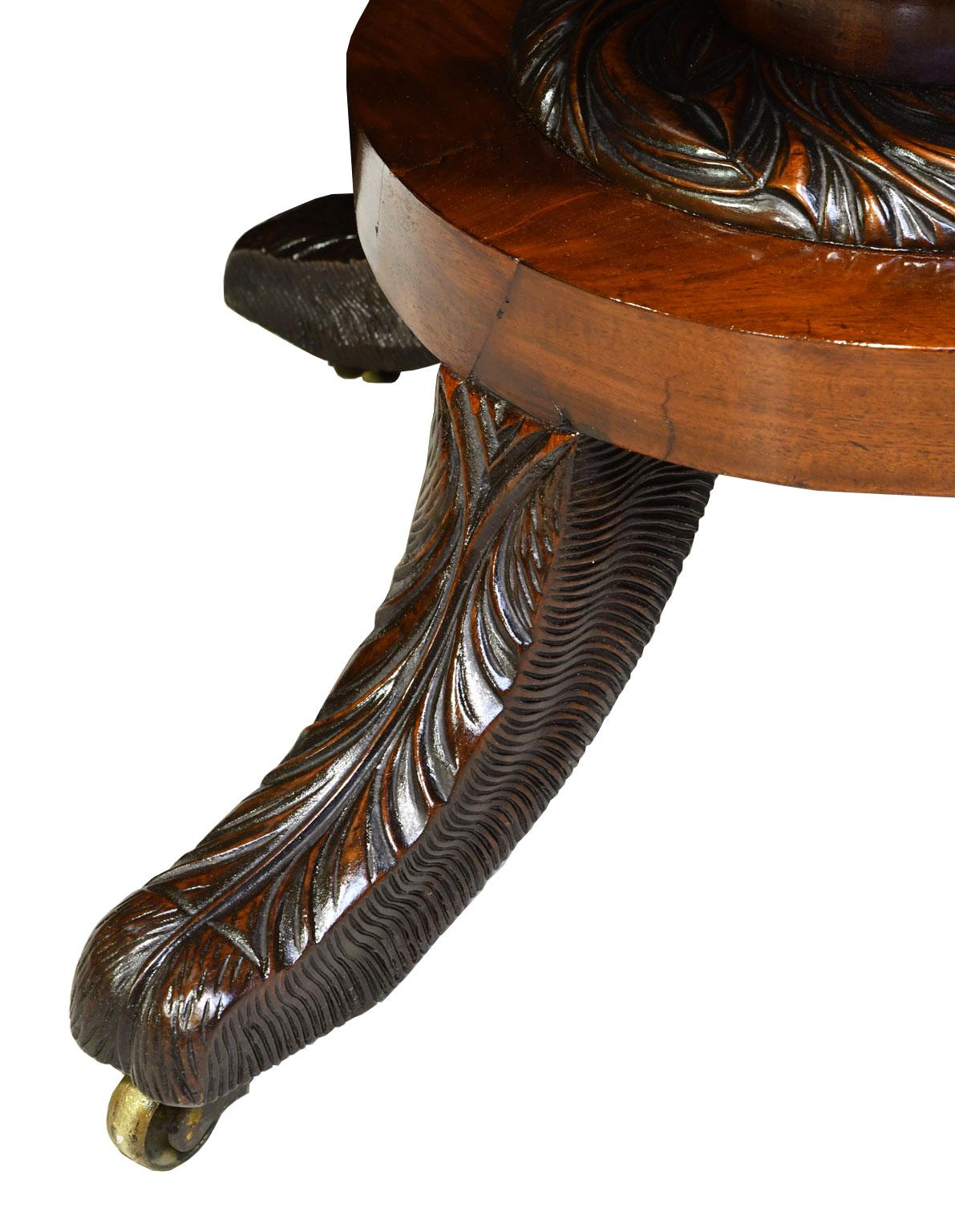 Polished Federal Round Pedestal Table in West Indies Mahogany, New York, circa 1820