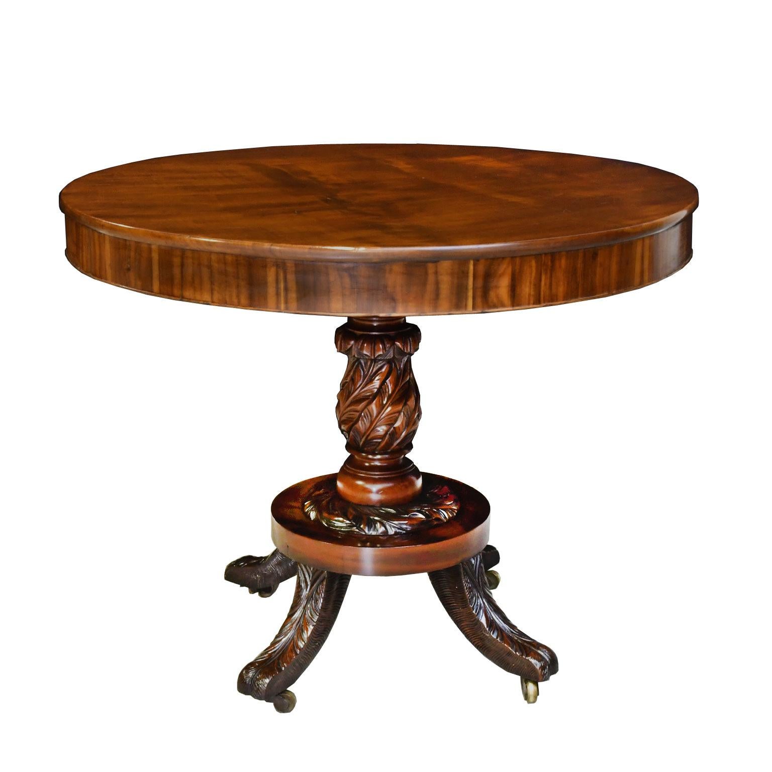 Federal Round Pedestal Table in West Indies Mahogany, New York, circa 1820 1