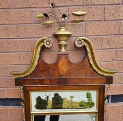 Federal Satinwood Inlaid Carved Mahogany Parcel Gilt And Eglomise Painted Mirror
