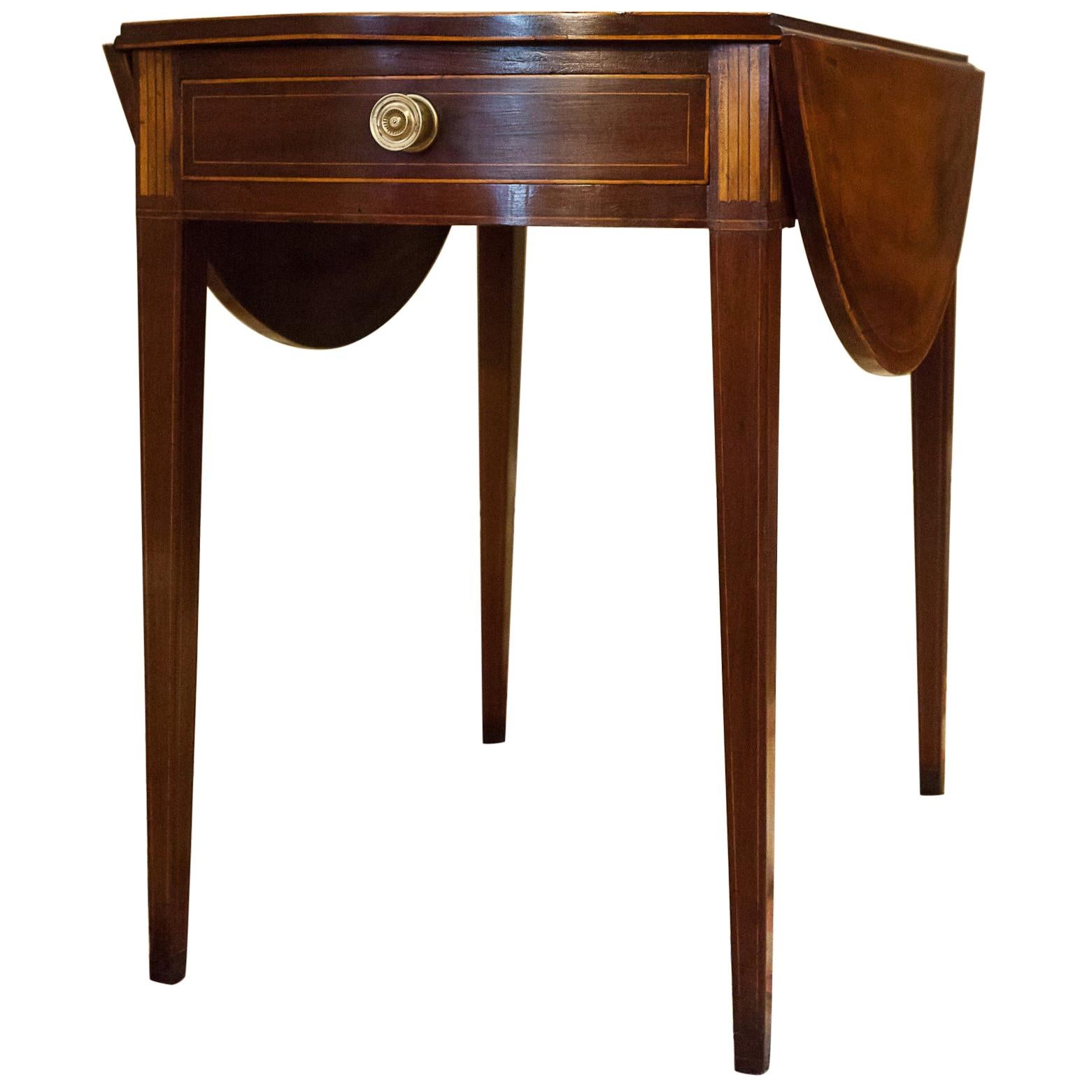 Federal Satinwood Inlaid Mahogany Oval Pembroke Table, New York, circa 1800 For Sale